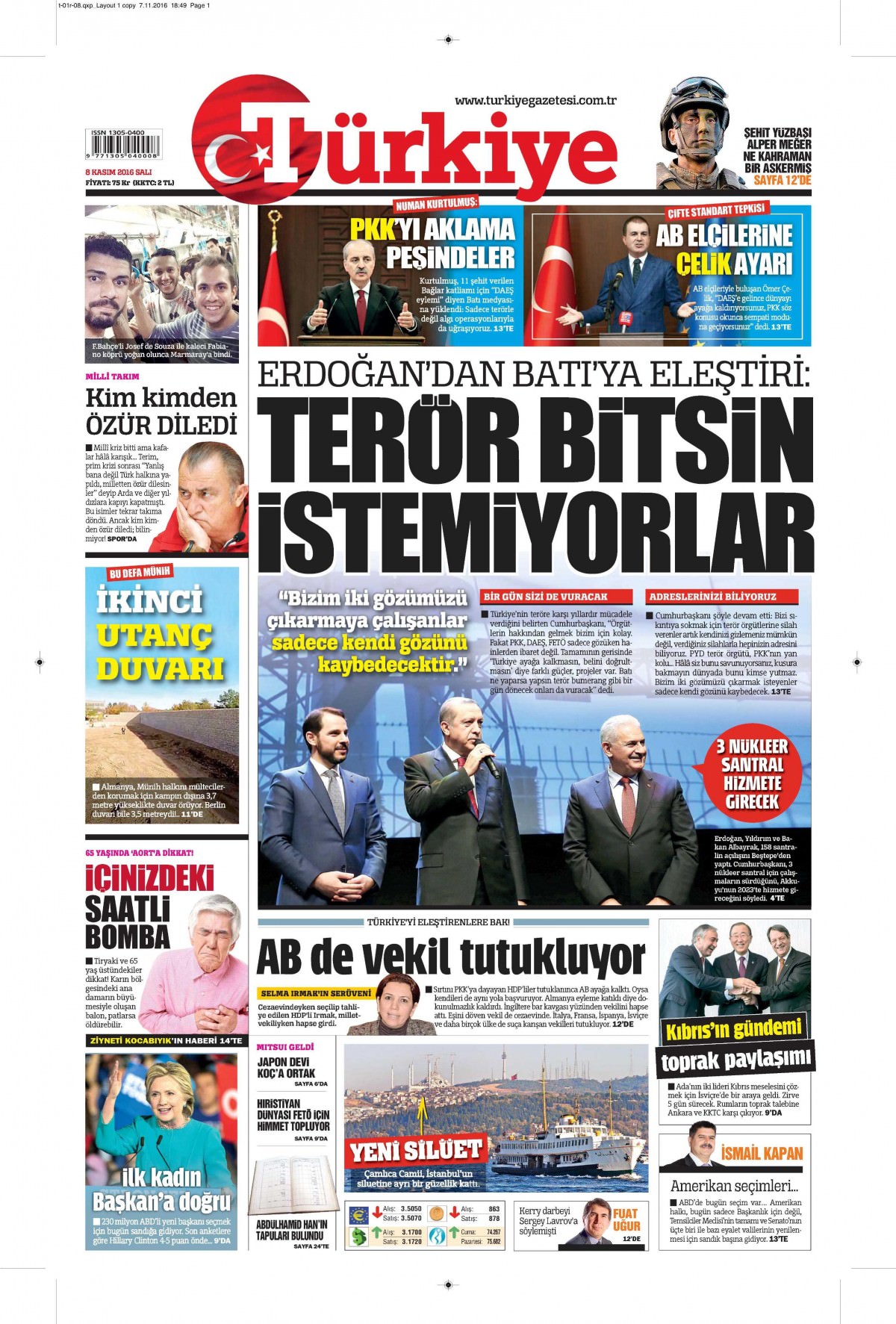 8 Kasım 2016 gazete manşetleri - 619