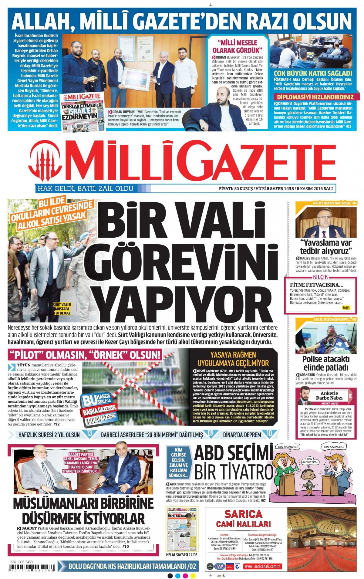 8 Kasım 2016 gazete manşetleri - 603