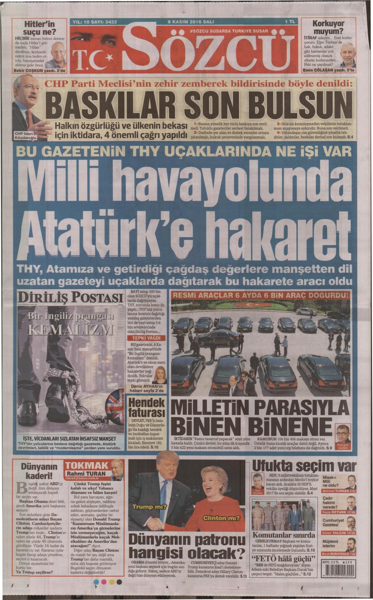 8 Kasım 2016 gazete manşetleri - 510