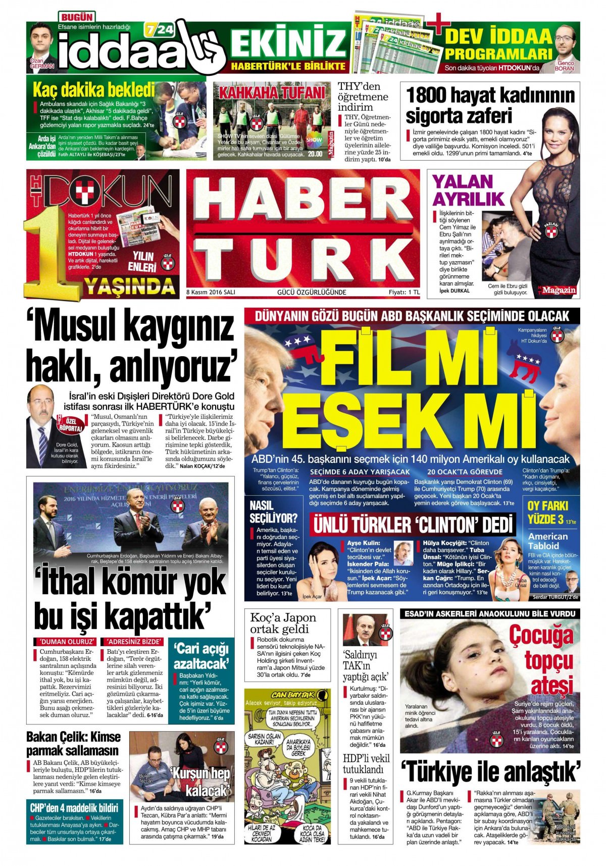 8 Kasım 2016 gazete manşetleri - 579