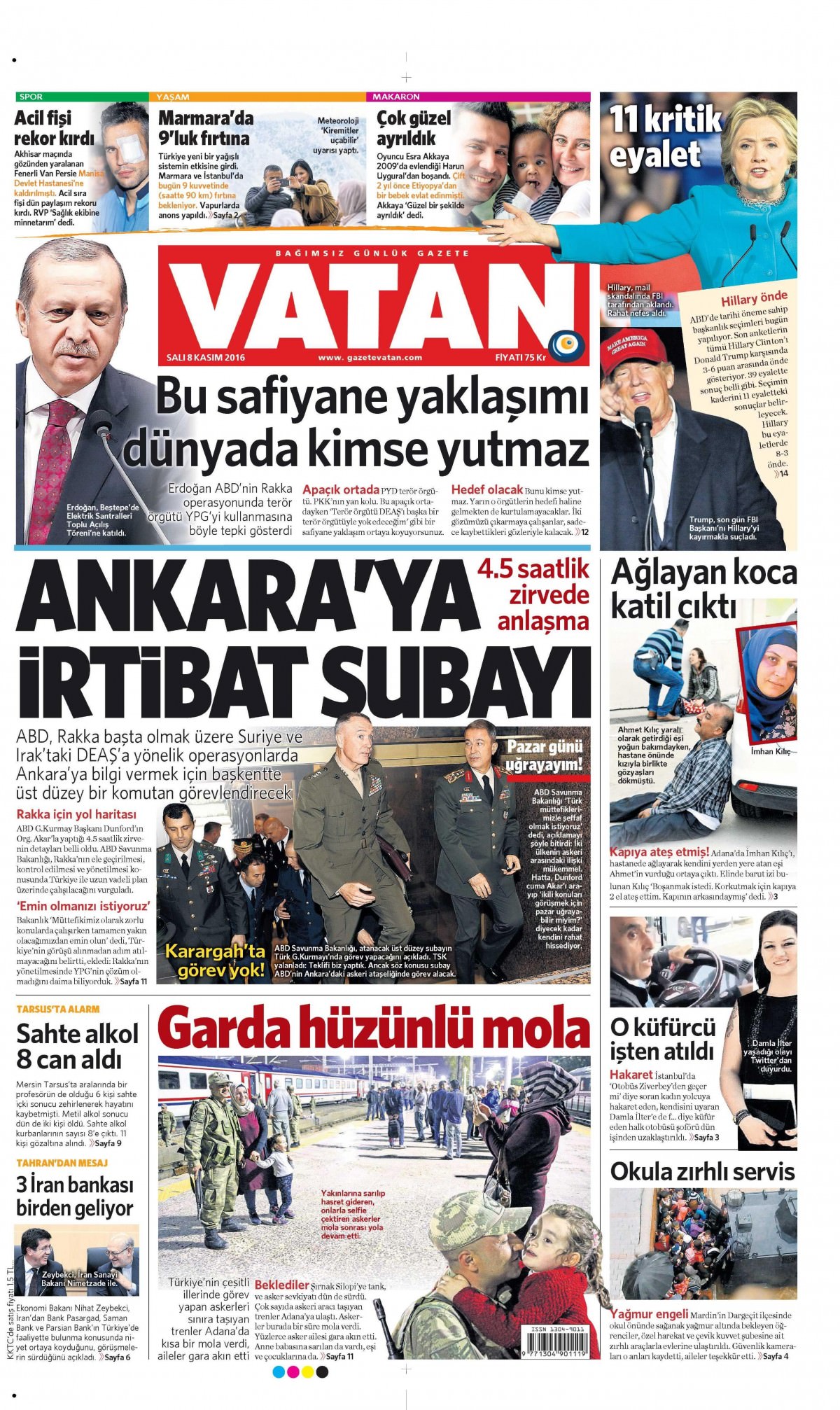 8 Kasım 2016 gazete manşetleri - 824
