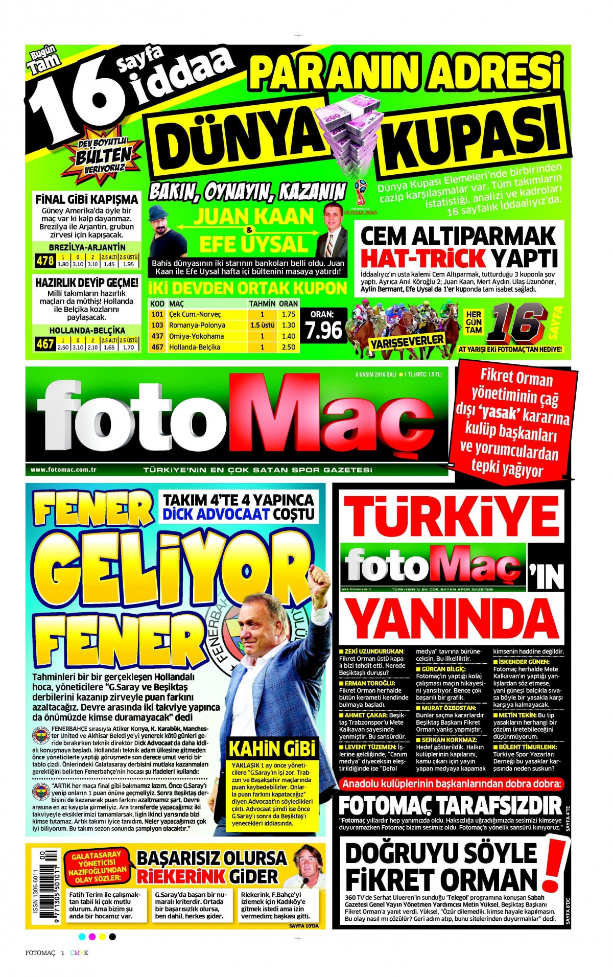 8 Kasım 2016 gazete manşetleri - 593