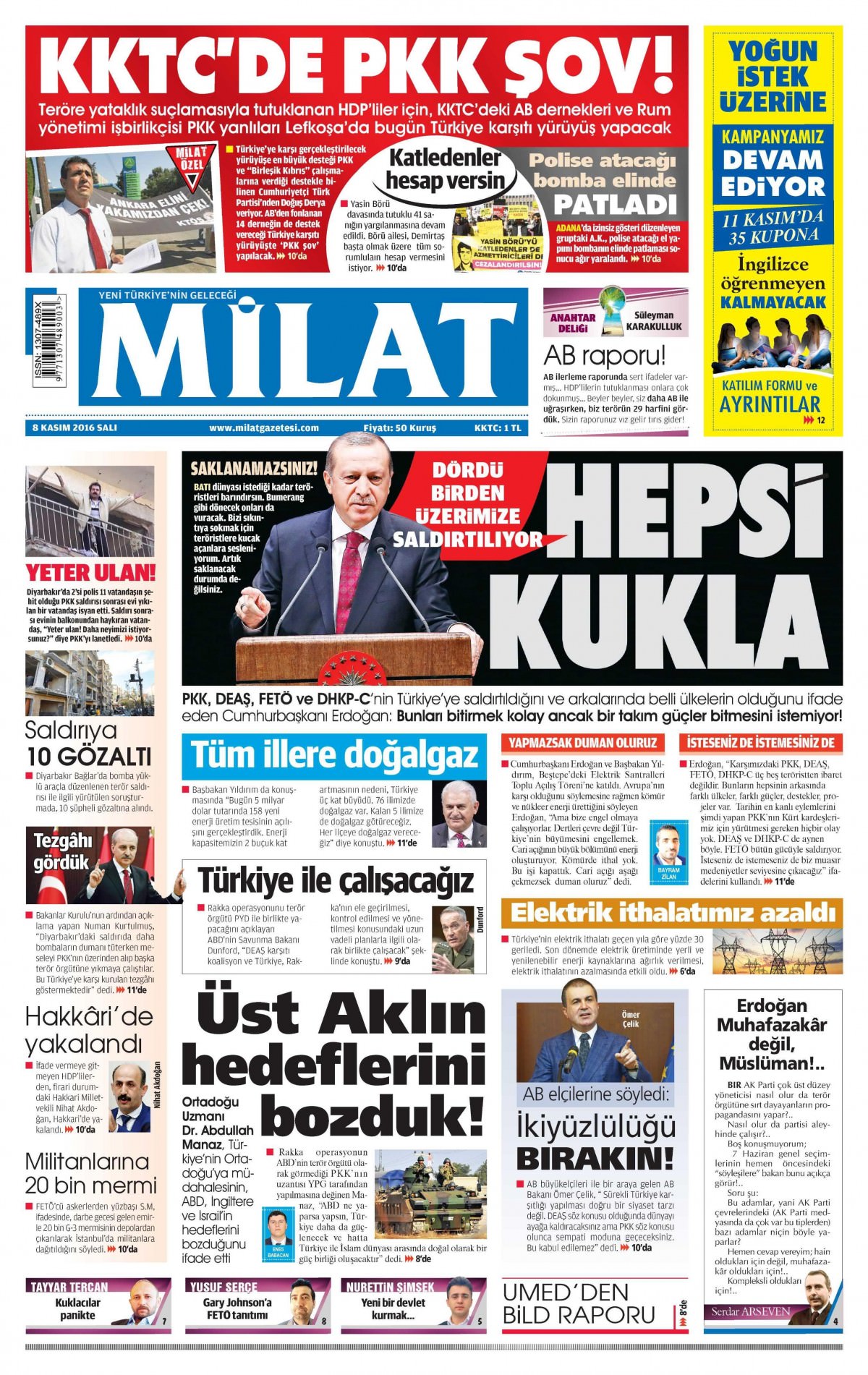 8 Kasım 2016 gazete manşetleri - 586
