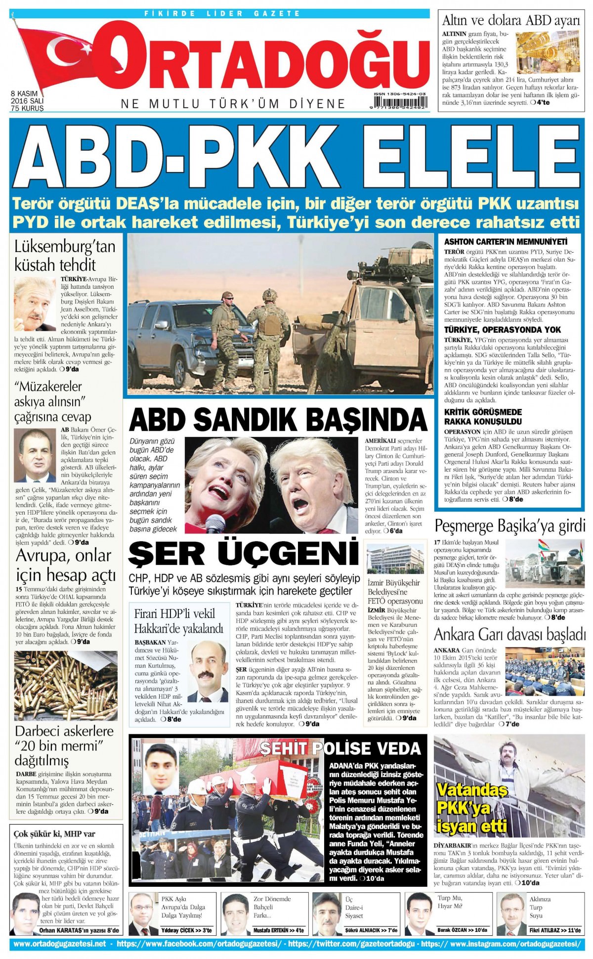 8 Kasım 2016 gazete manşetleri - 624
