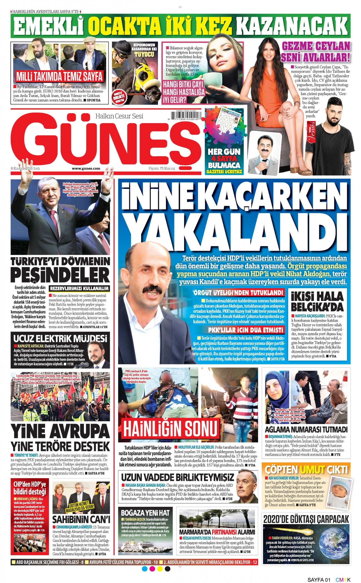 8 Kasım 2016 gazete manşetleri - 608