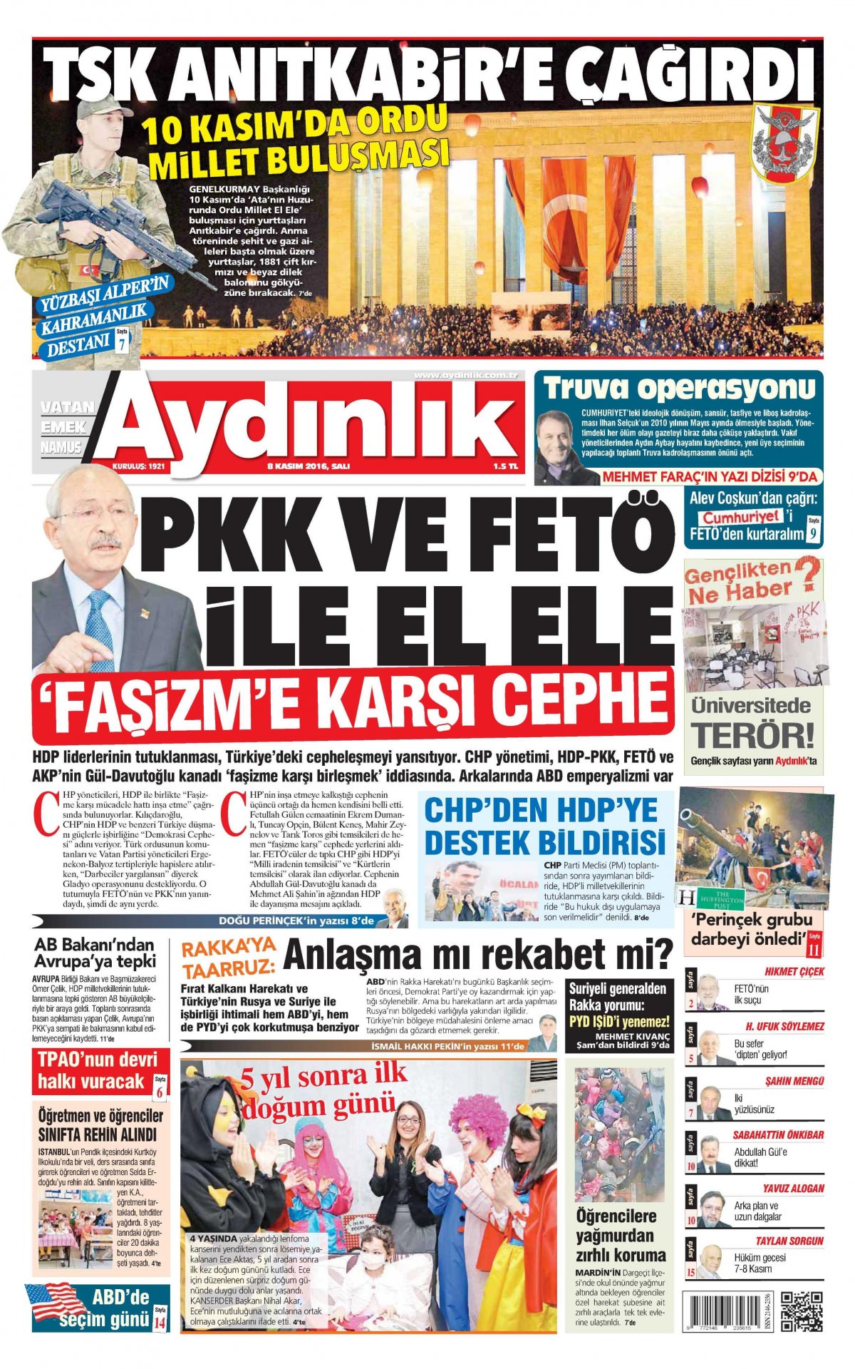 8 Kasım 2016 gazete manşetleri - 610