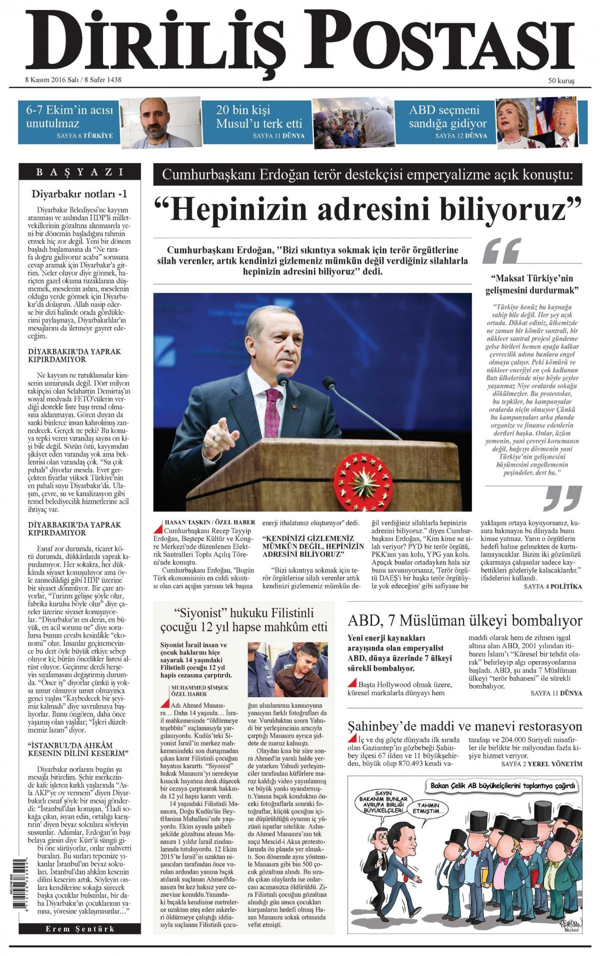 8 Kasım 2016 gazete manşetleri - 814