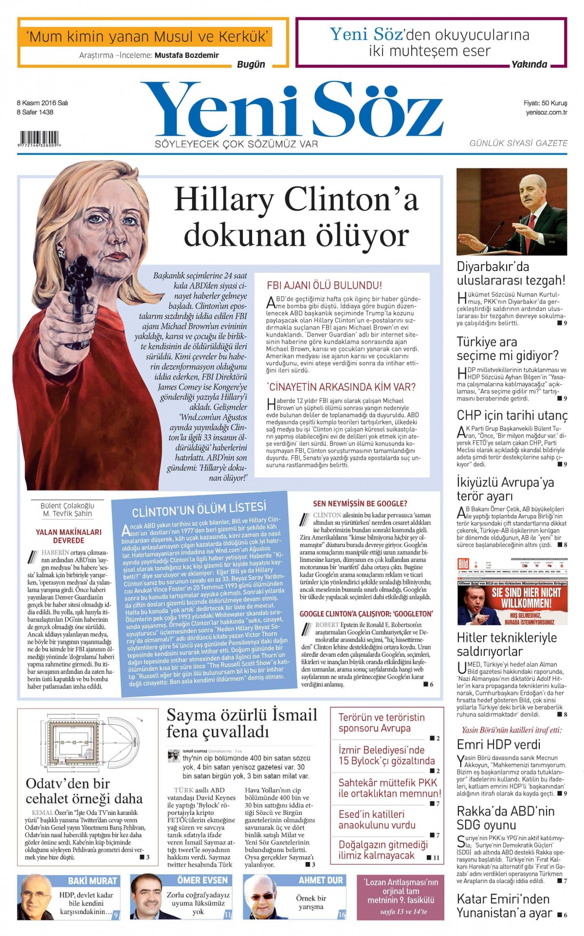 8 Kasım 2016 gazete manşetleri - 862