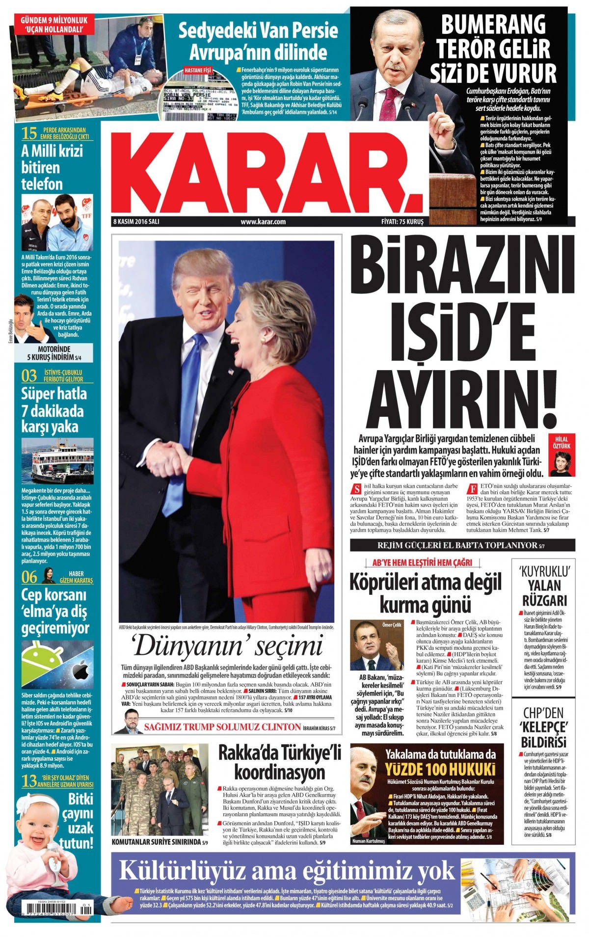 8 Kasım 2016 gazete manşetleri - 551