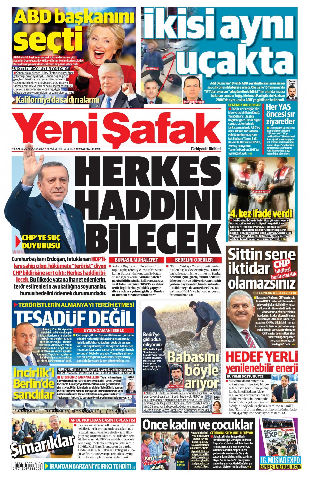 9 Kasım 2016 gazete manşetleri - 504