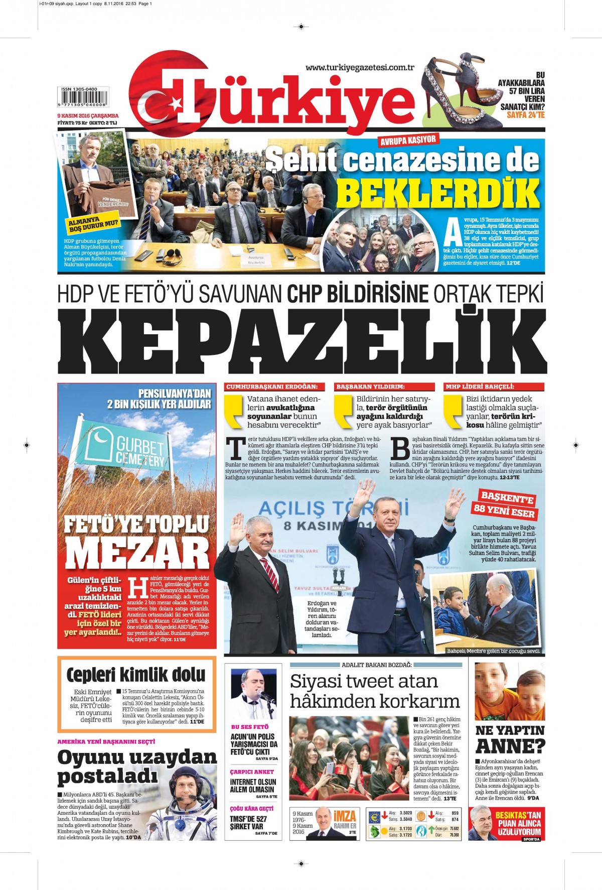 9 Kasım 2016 gazete manşetleri - 851