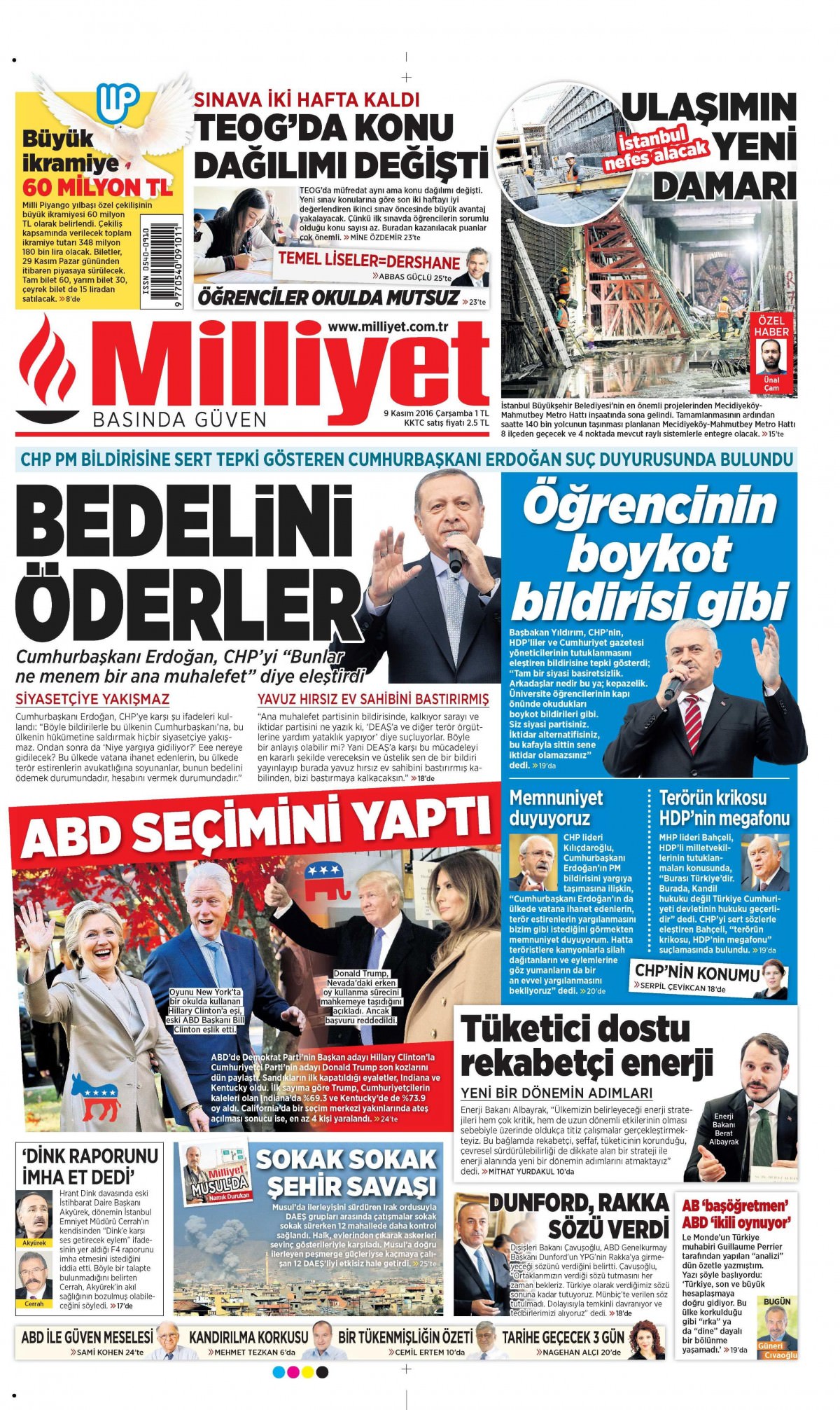9 Kasım 2016 gazete manşetleri - 698