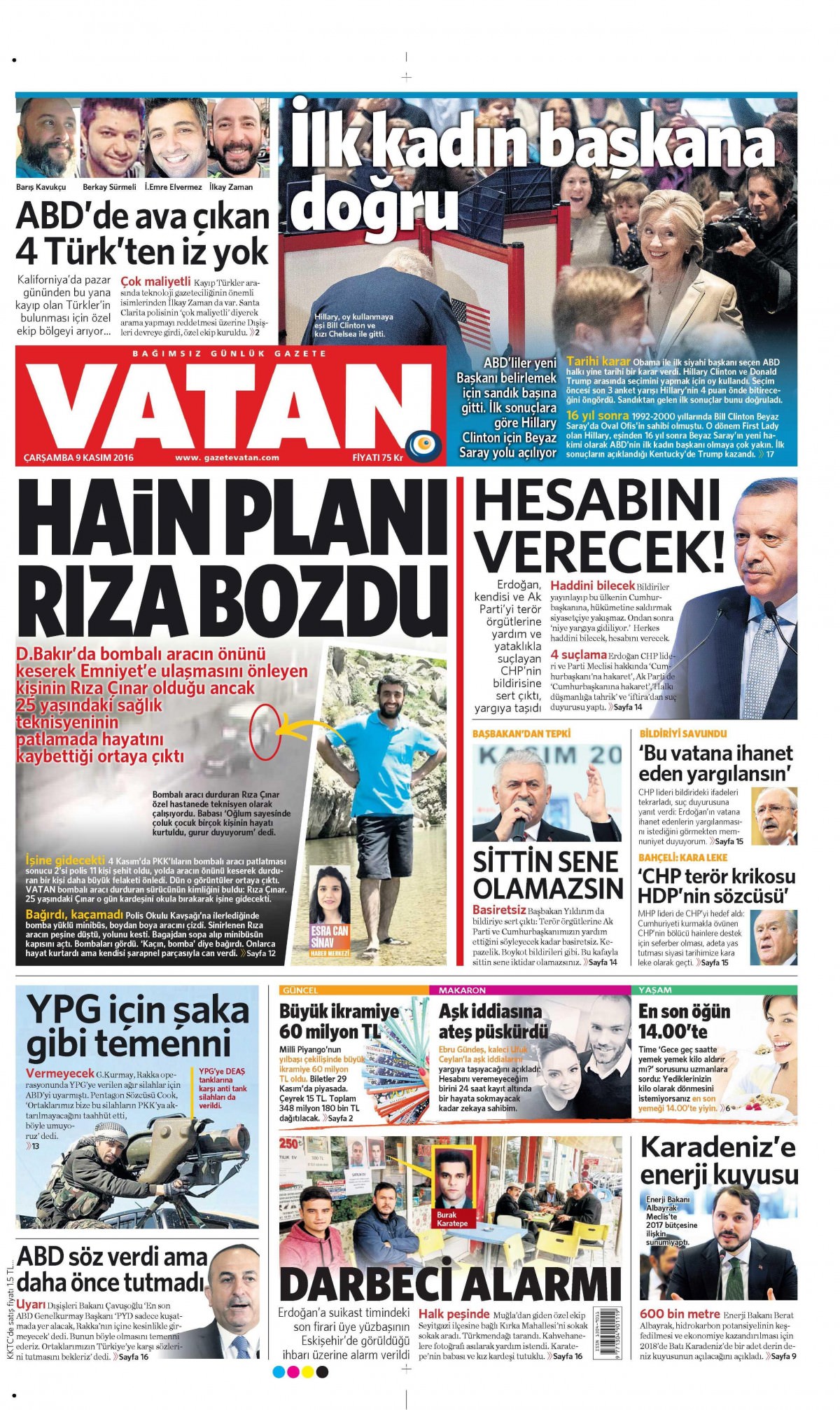 9 Kasım 2016 gazete manşetleri - 818