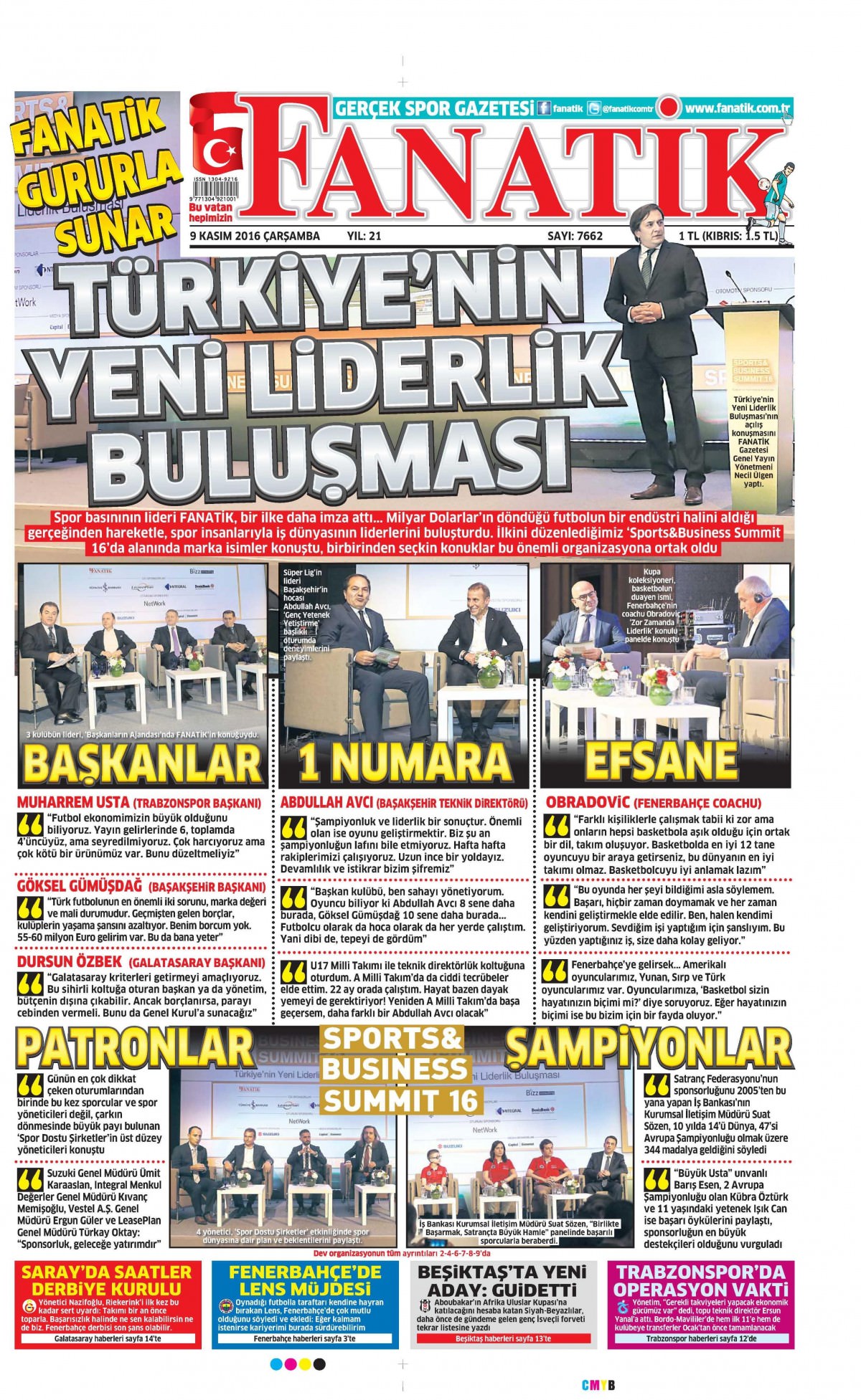 9 Kasım 2016 gazete manşetleri - 866