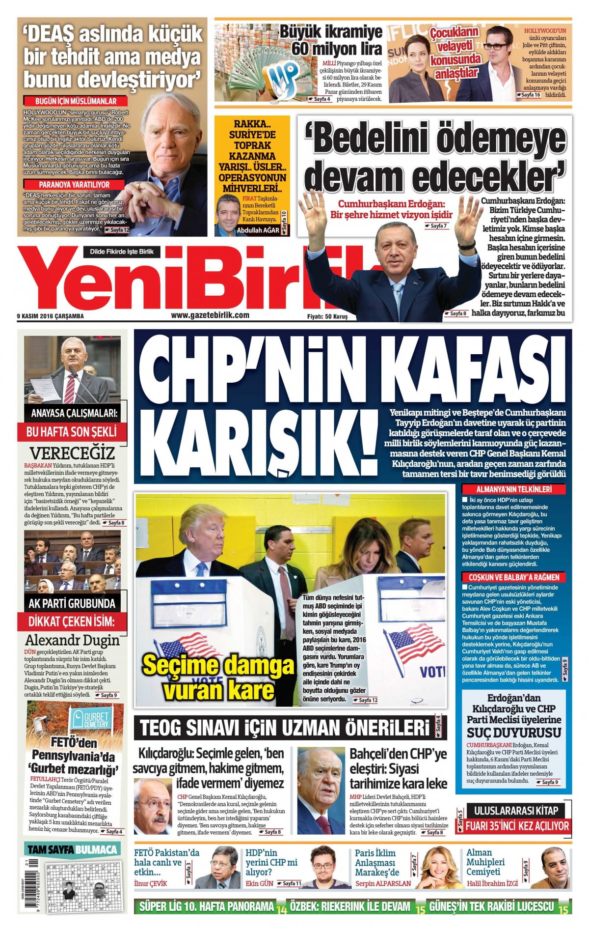 9 Kasım 2016 gazete manşetleri - 942