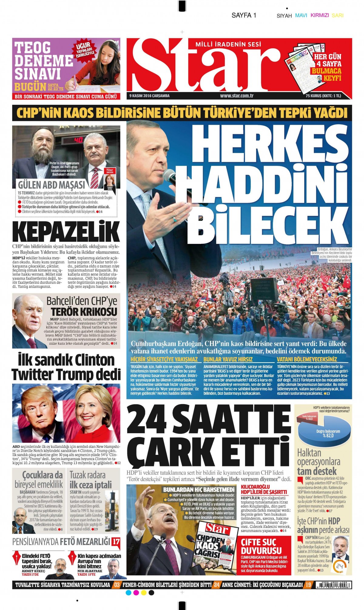 9 Kasım 2016 gazete manşetleri - 522