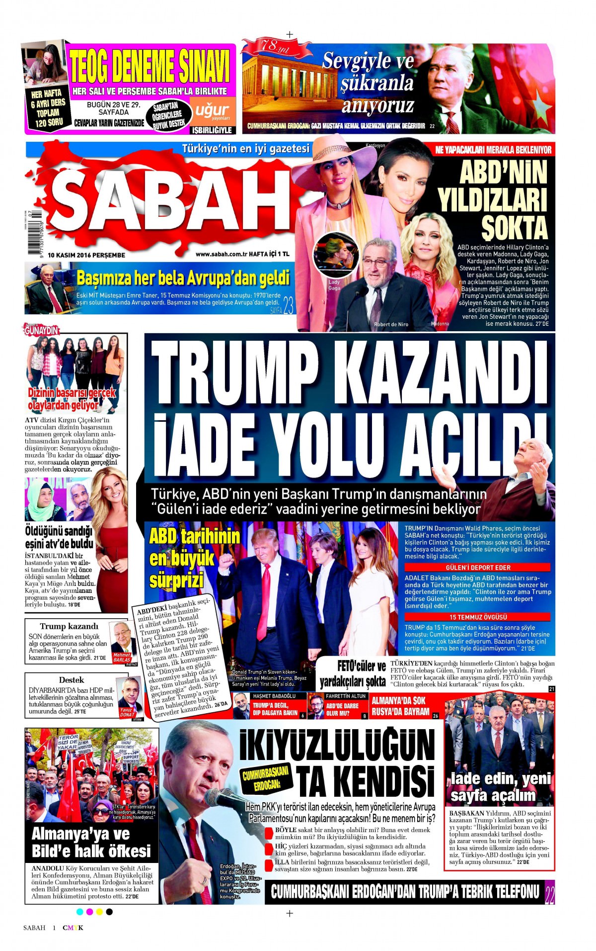 10 Kasım 2016 gazete manşetleri - 757