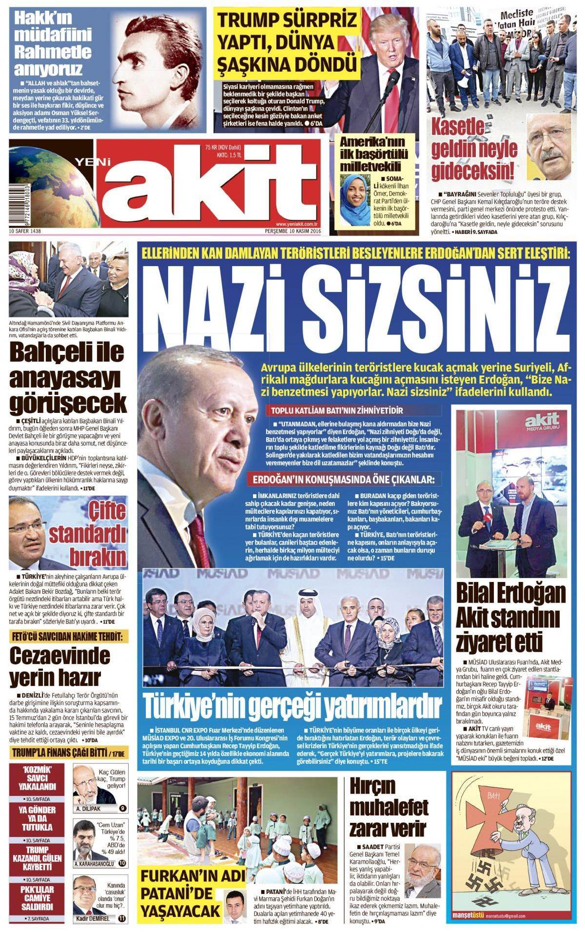 10 Kasım 2016 gazete manşetleri - 534