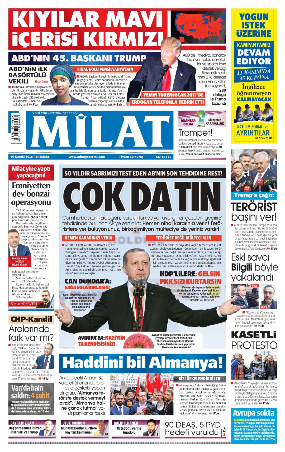 10 Kasım 2016 gazete manşetleri - 687