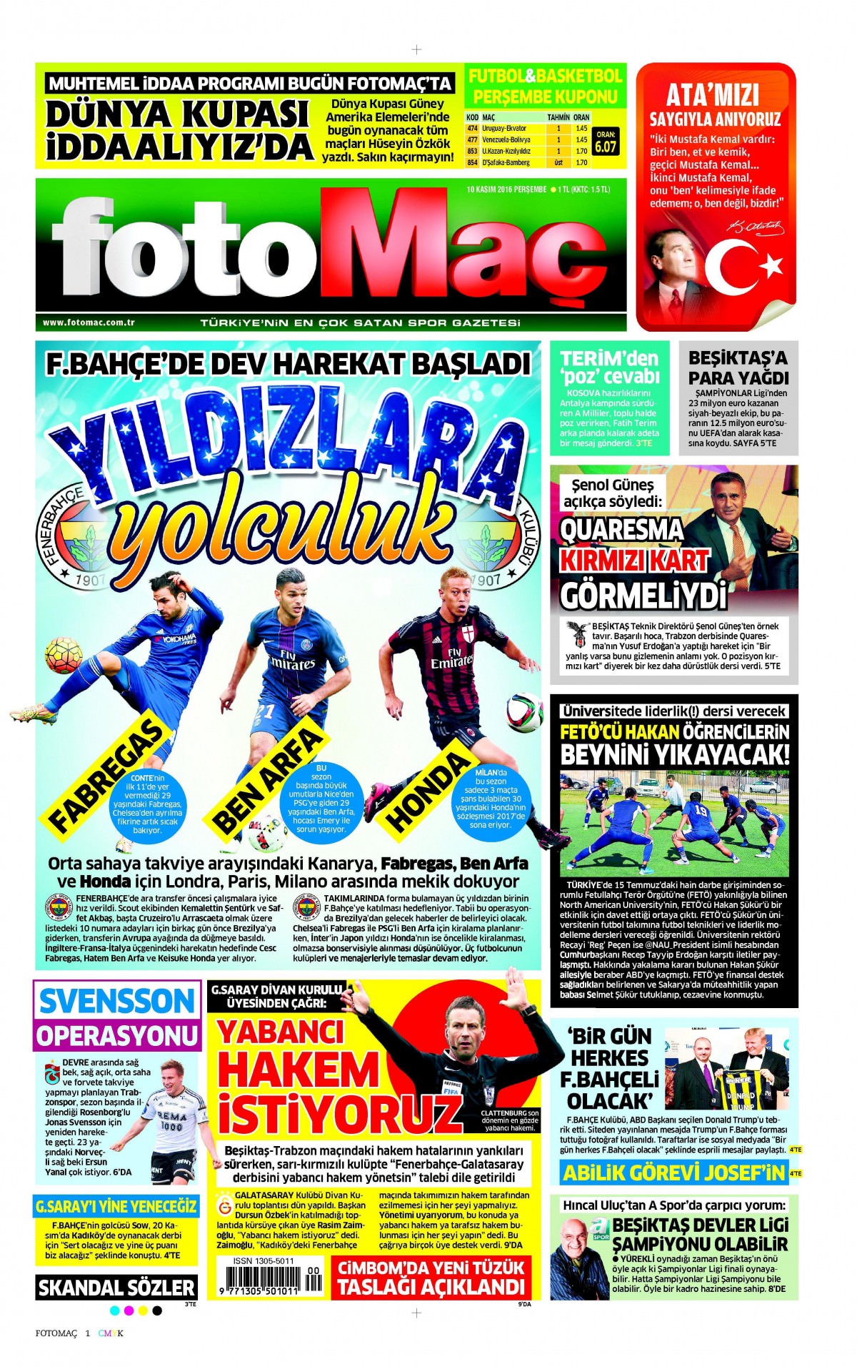 10 Kasım 2016 gazete manşetleri - 942