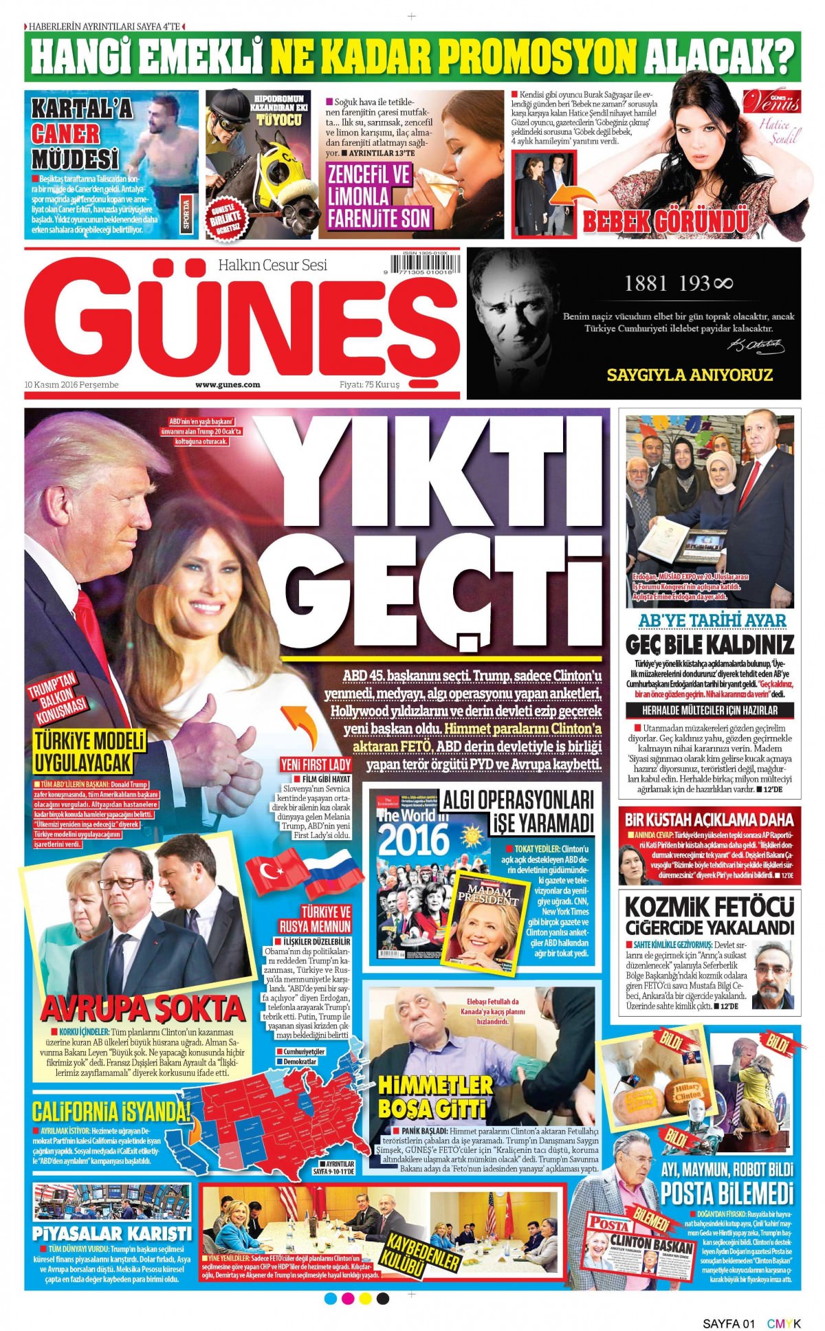 10 Kasım 2016 gazete manşetleri - 908