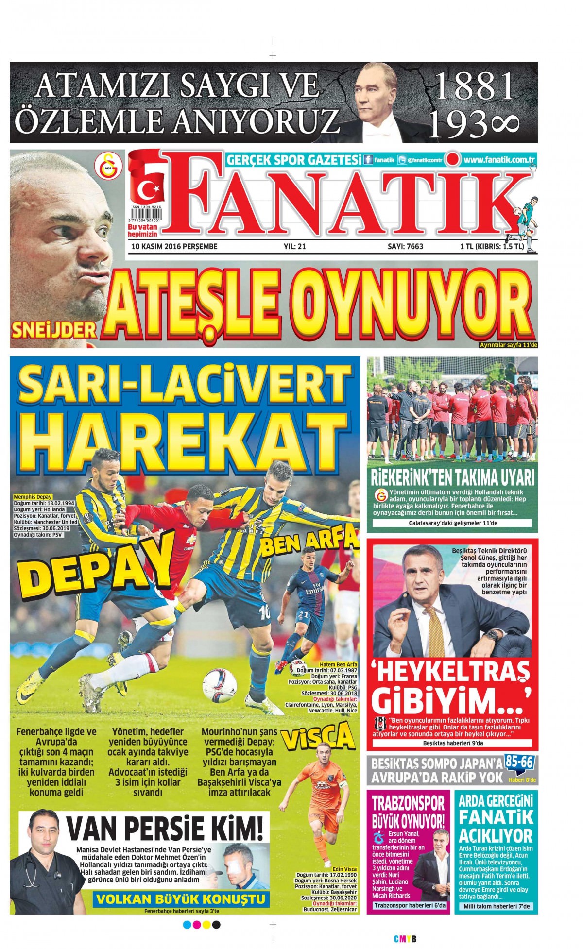 10 Kasım 2016 gazete manşetleri - 888