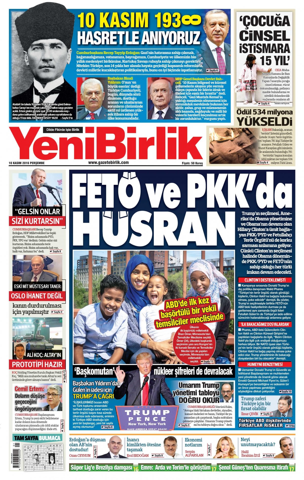 10 Kasım 2016 gazete manşetleri - 688