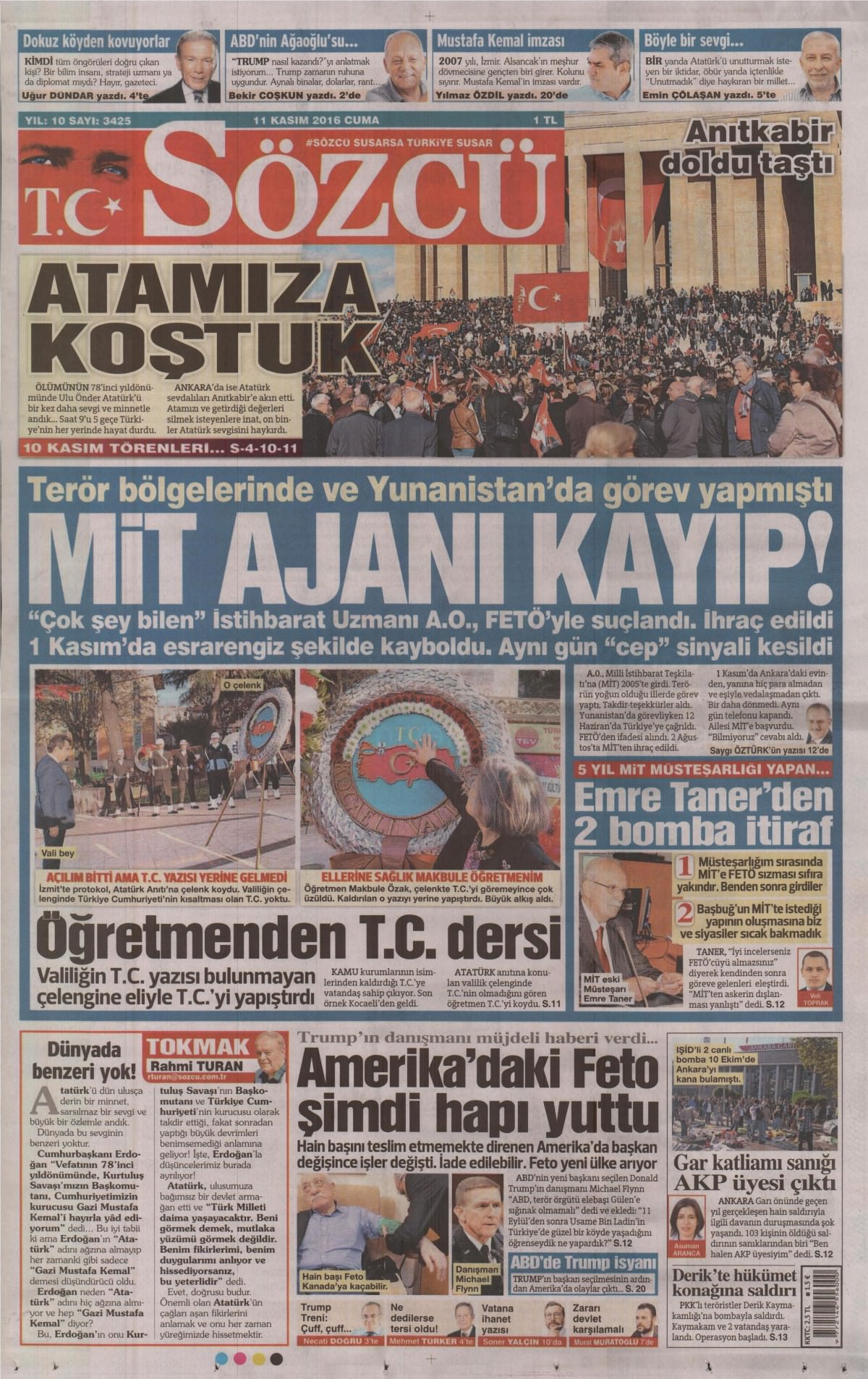 11 Kasım 2016 gazete manşetleri - 703