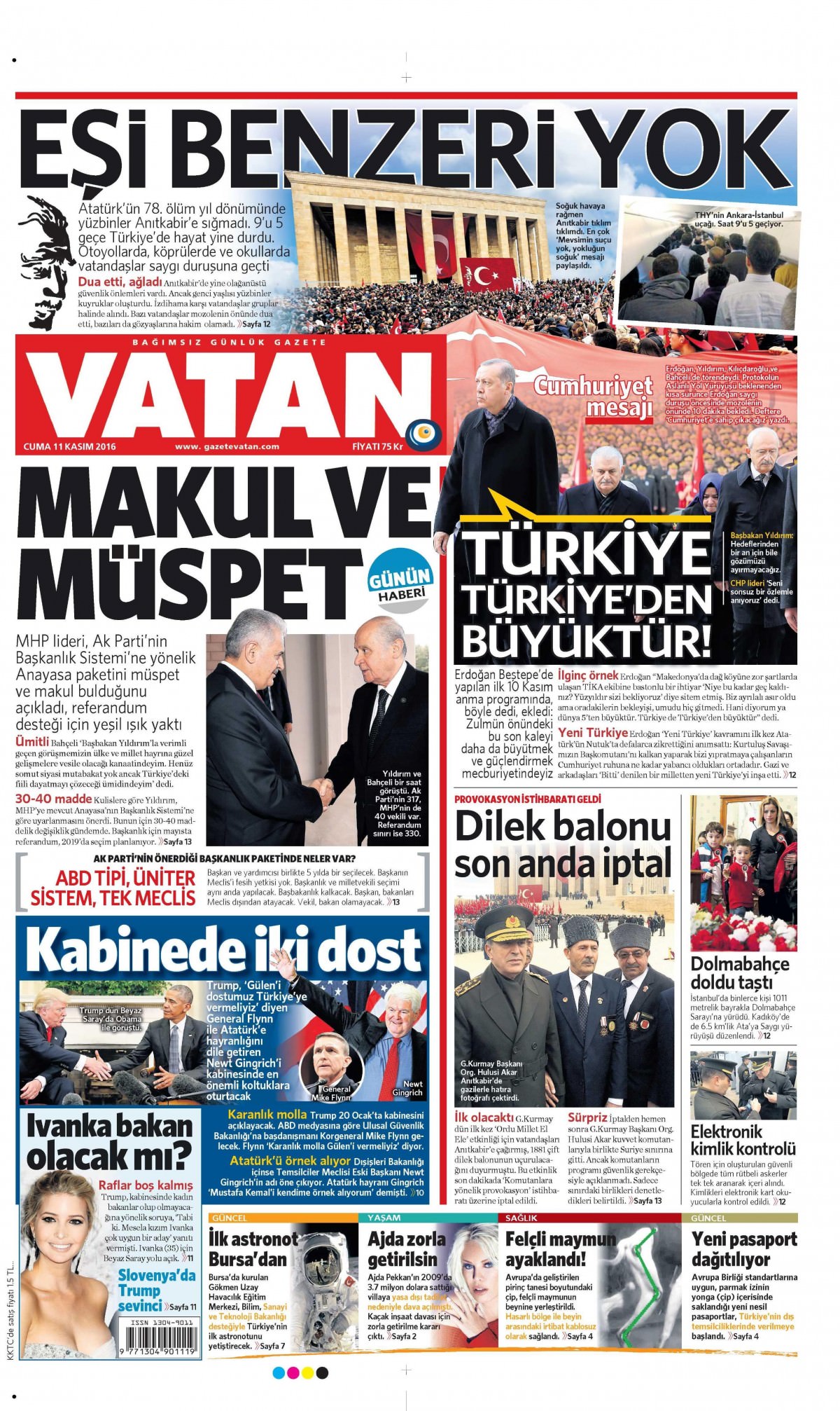 11 Kasım 2016 gazete manşetleri - 570