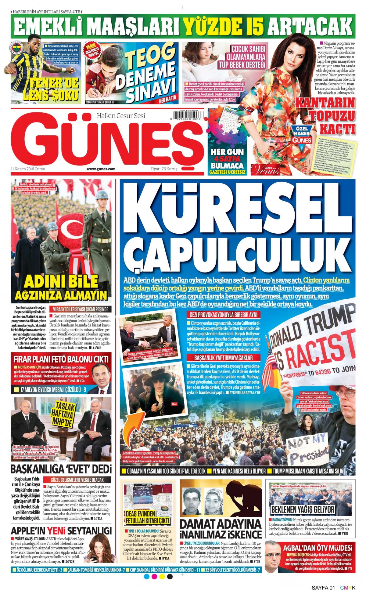 11 Kasım 2016 gazete manşetleri - 573