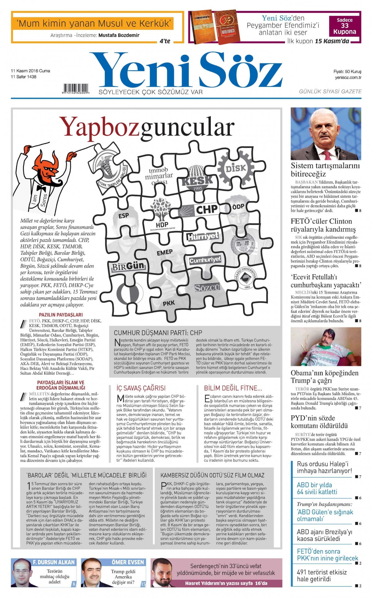 11 Kasım 2016 gazete manşetleri - 928