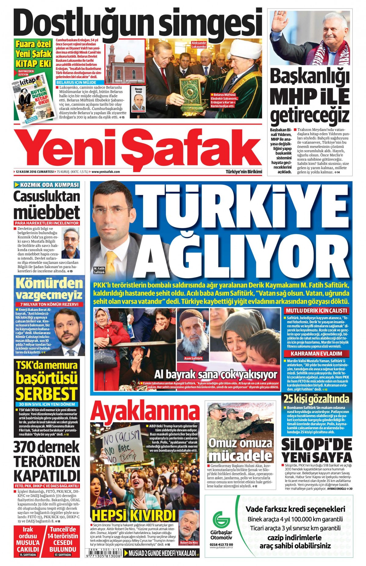 12 Kasım 2016 gazete manşetleri - 760