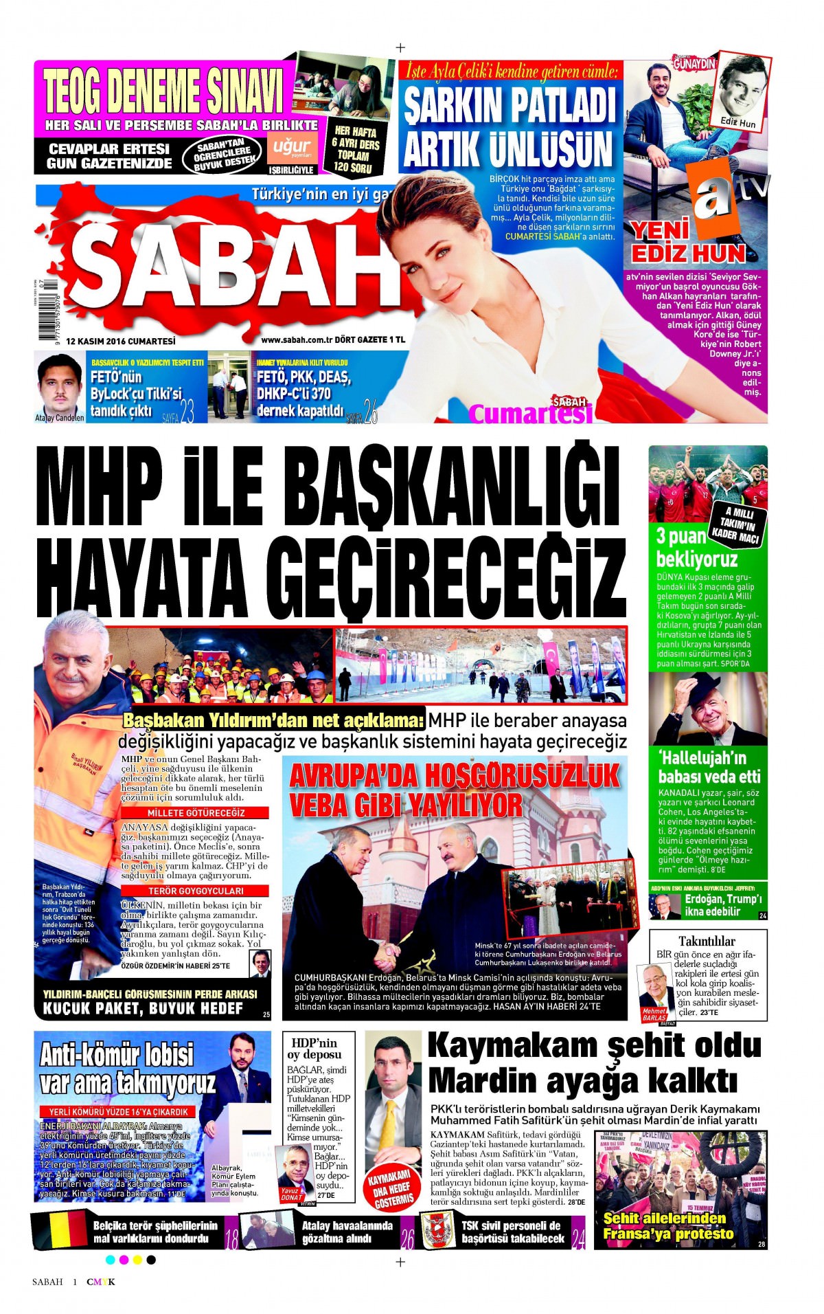 12 Kasım 2016 gazete manşetleri - 518