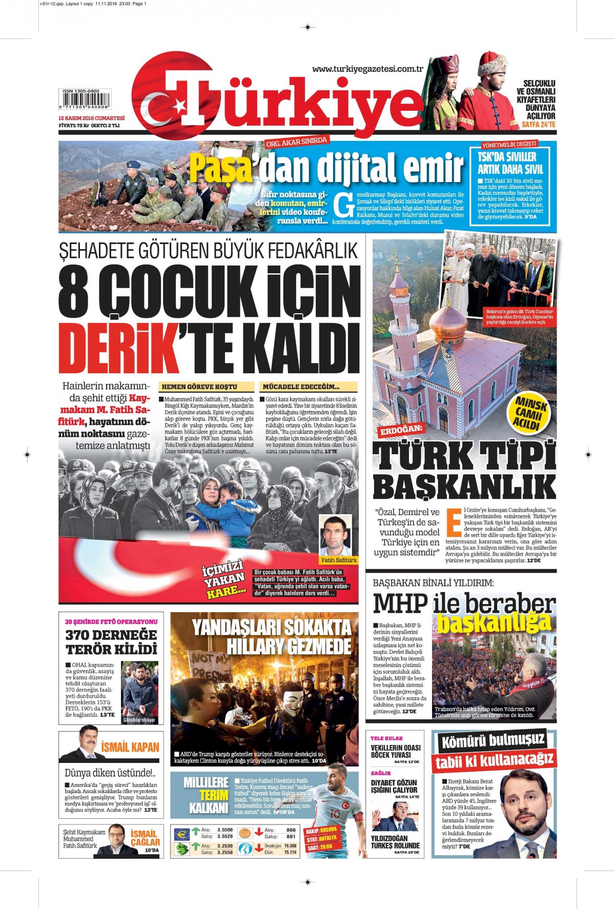 12 Kasım 2016 gazete manşetleri - 755