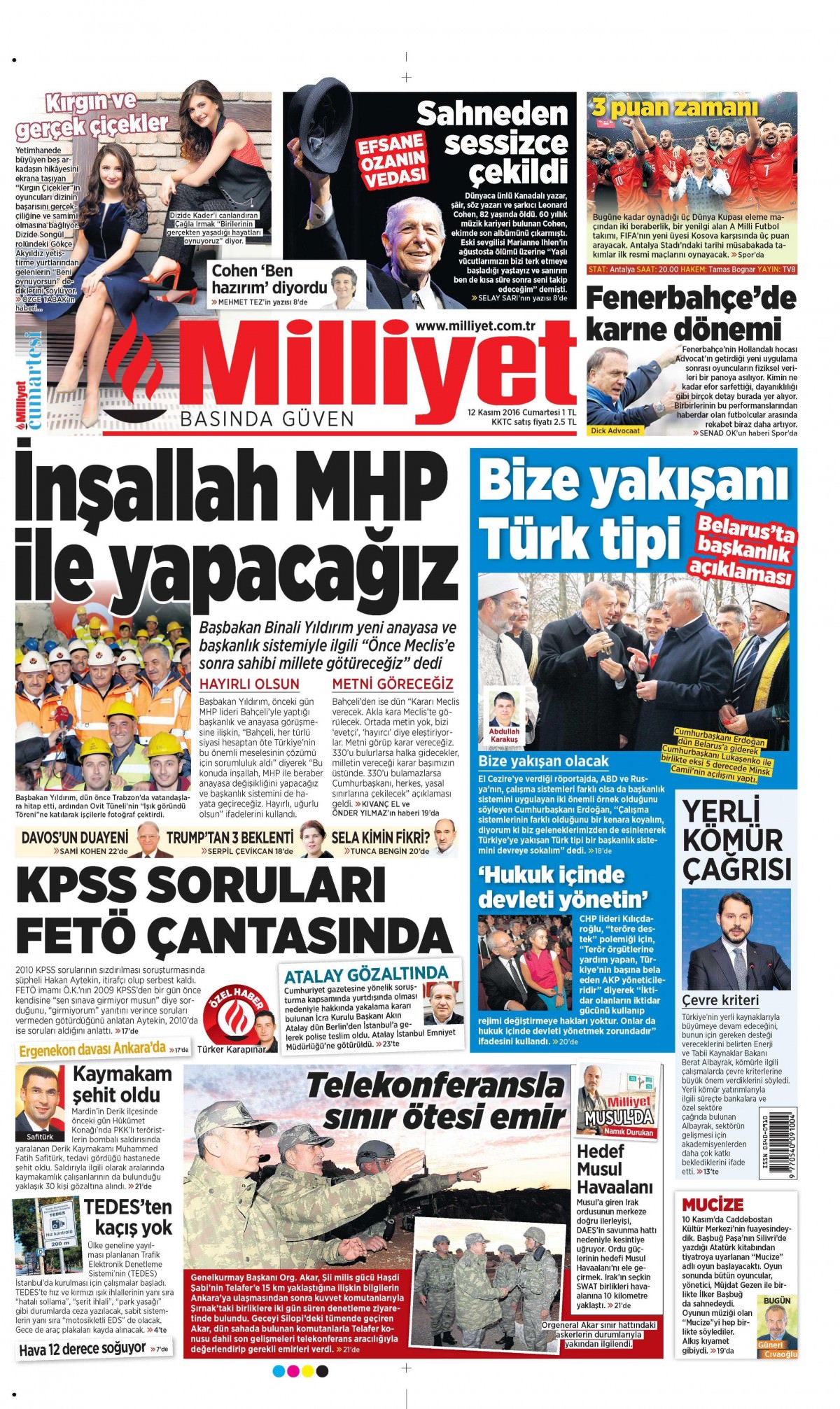 12 Kasım 2016 gazete manşetleri - 678