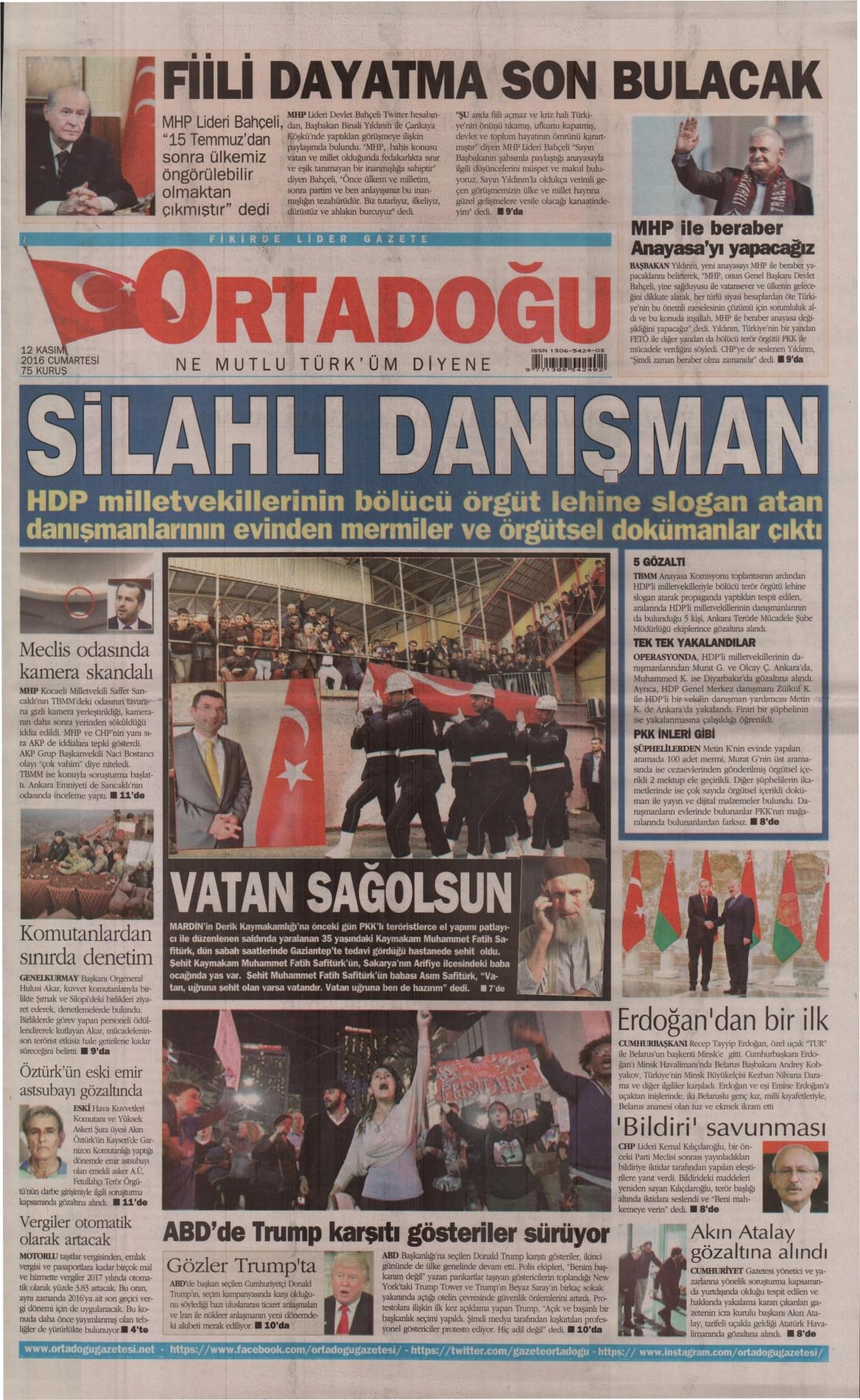 12 Kasım 2016 gazete manşetleri - 537