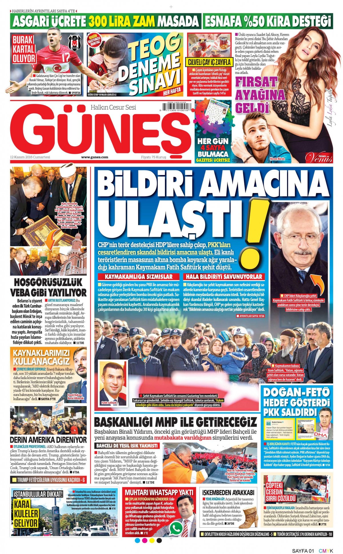 12 Kasım 2016 gazete manşetleri - 724