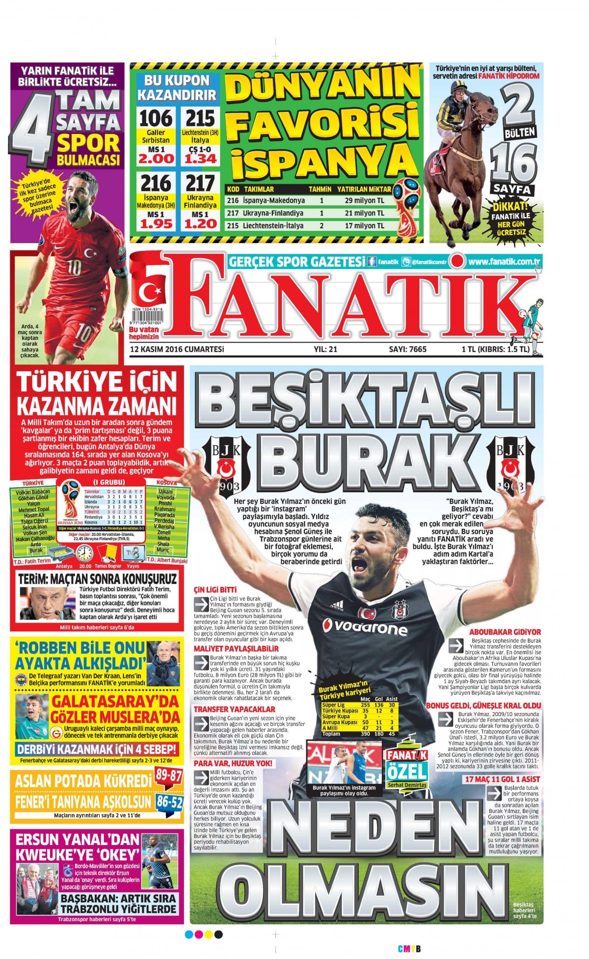 12 Kasım 2016 gazete manşetleri - 906