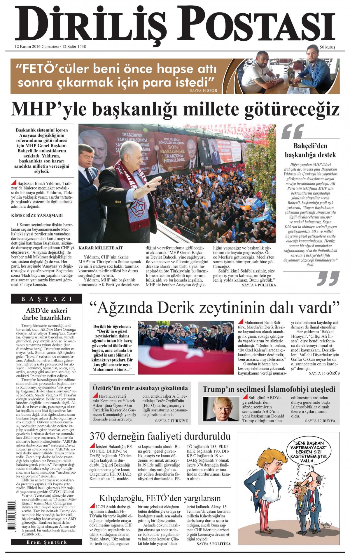 12 Kasım 2016 gazete manşetleri - 520