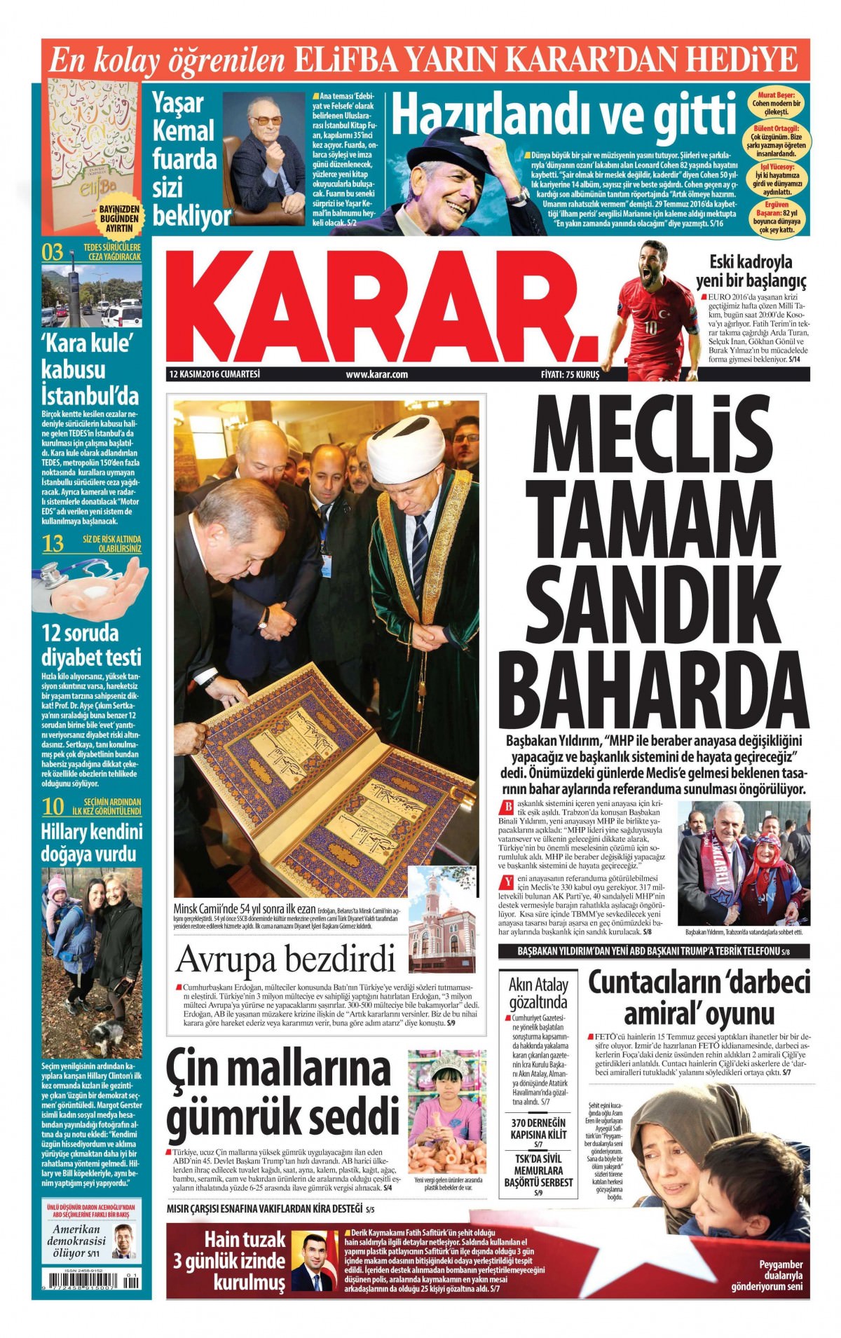 12 Kasım 2016 gazete manşetleri - 648