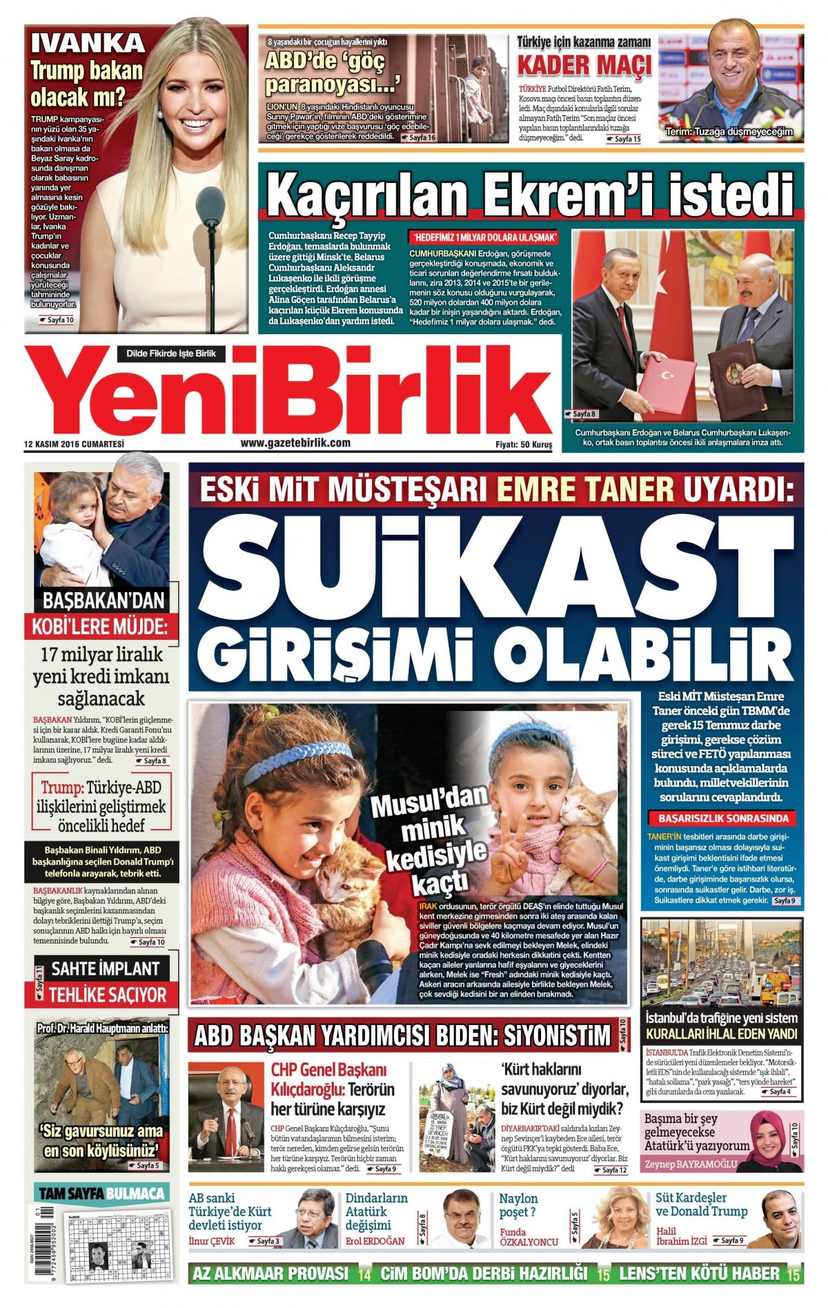 12 Kasım 2016 gazete manşetleri - 618