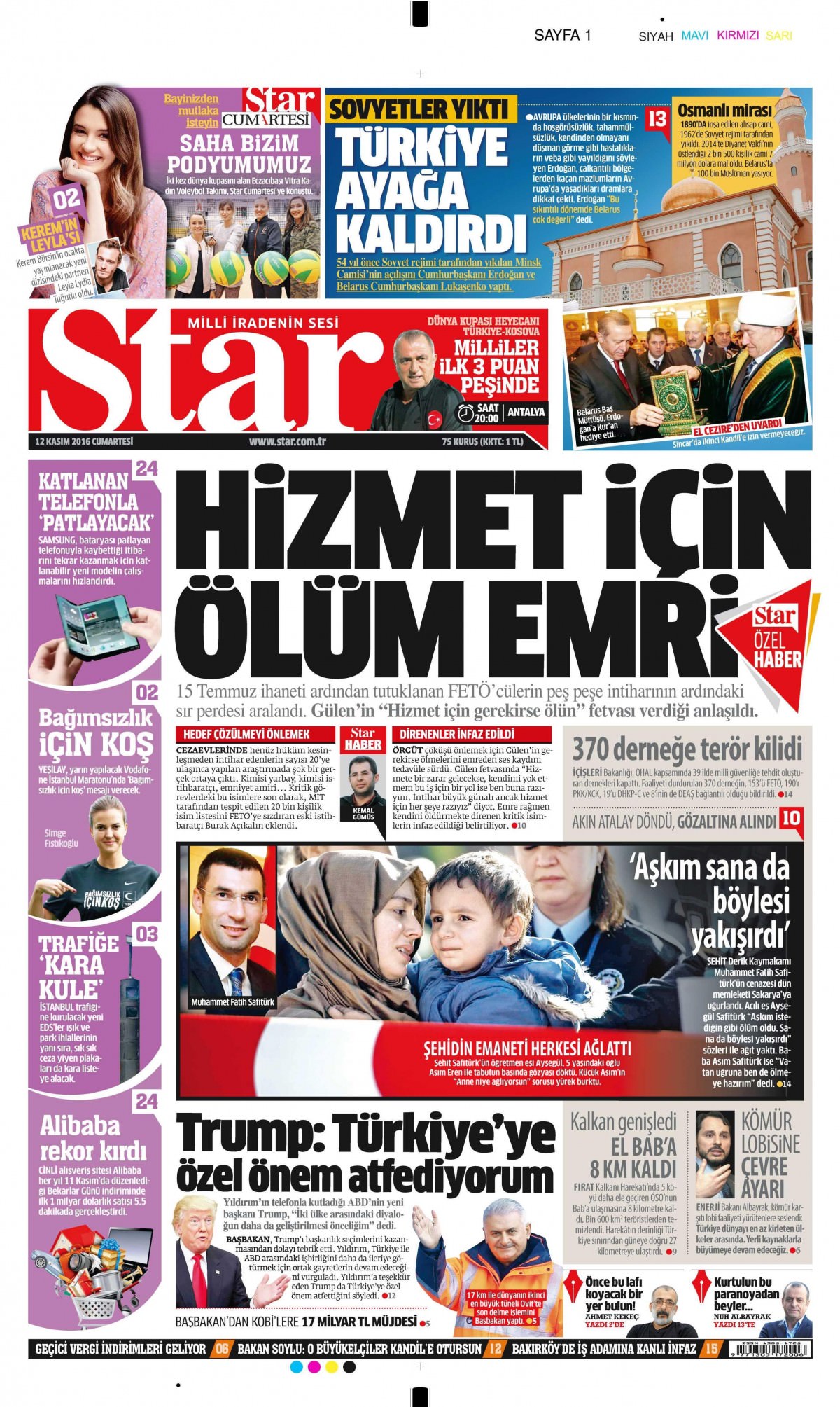 12 Kasım 2016 gazete manşetleri - 533