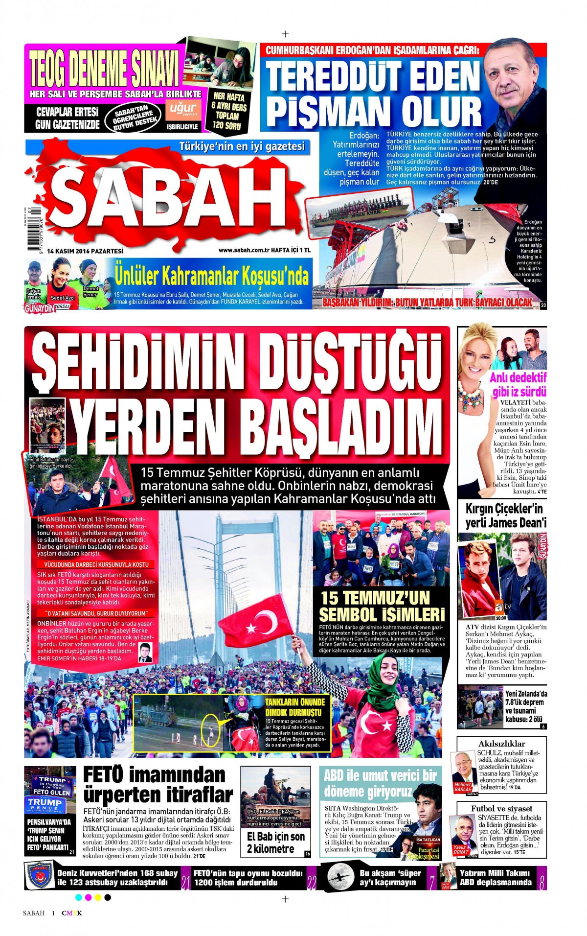 14 Kasım 2016 gazete manşetleri - 783