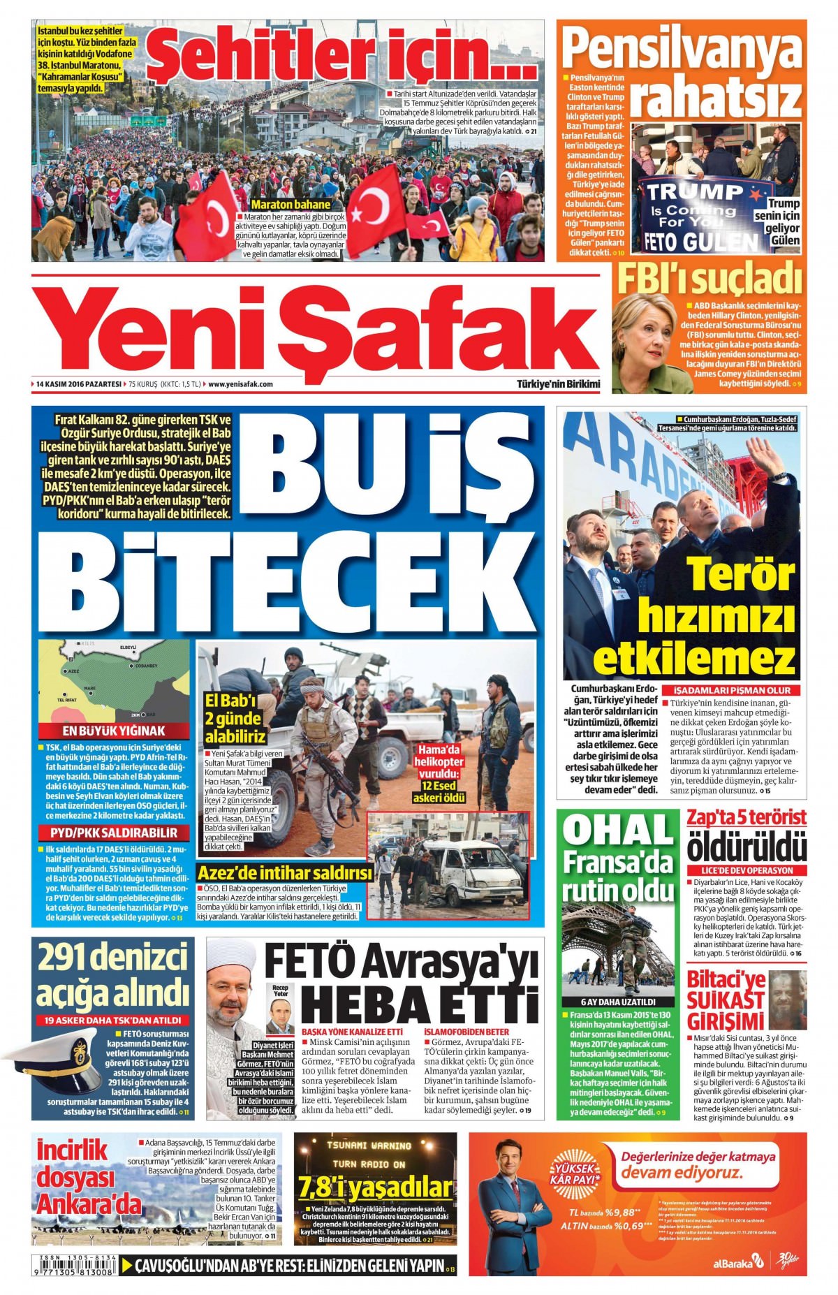 14 Kasım 2016 gazete manşetleri - 892