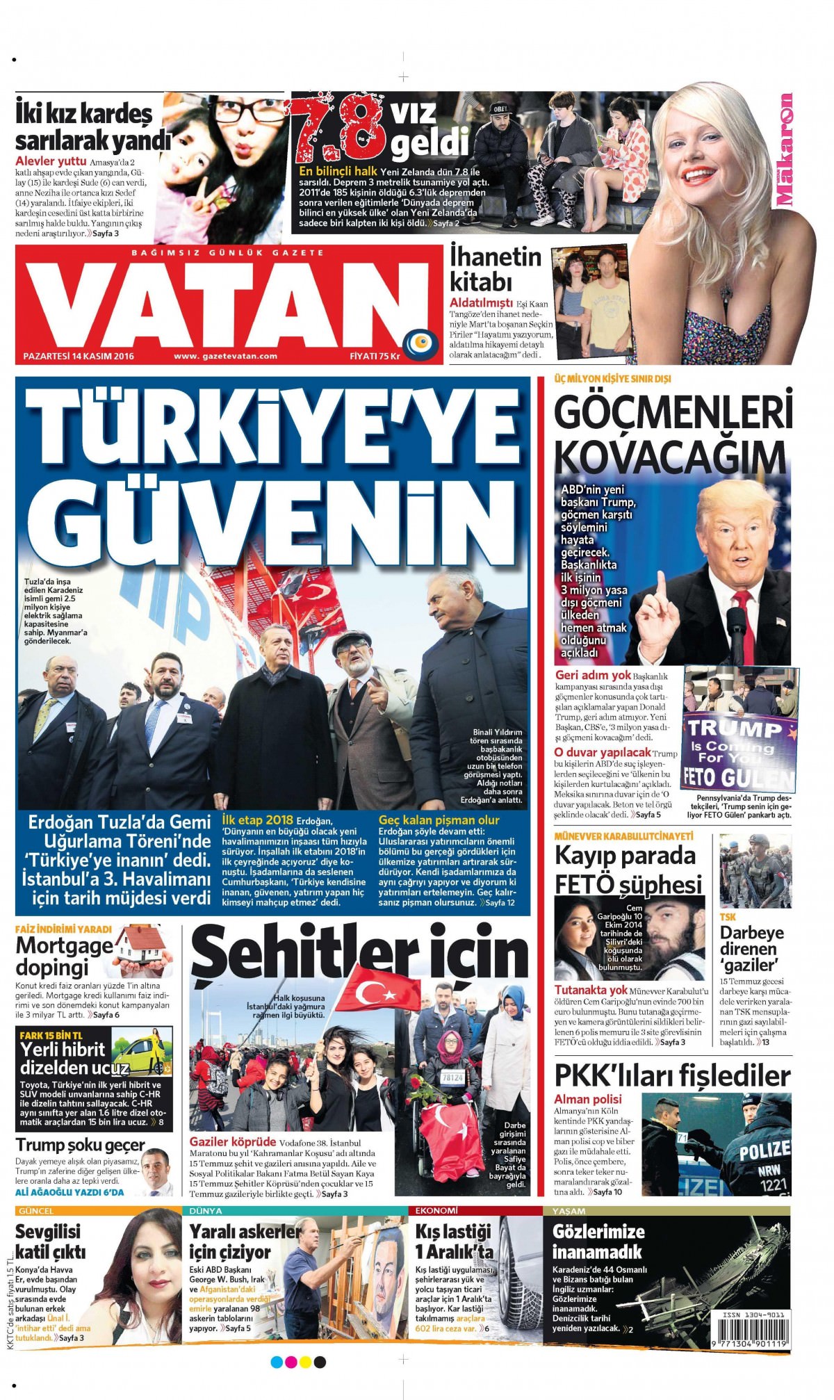 14 Kasım 2016 gazete manşetleri - 855