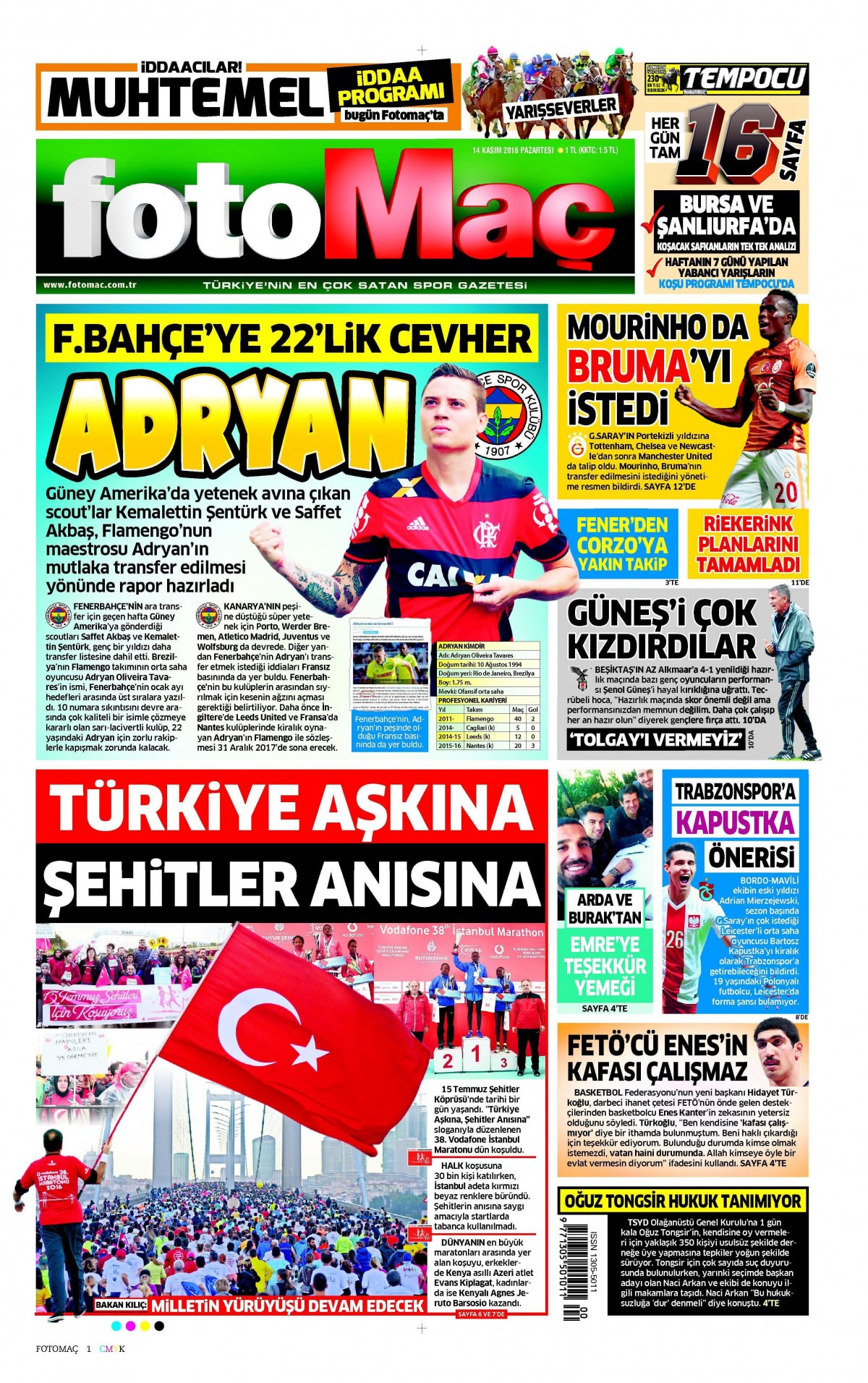 14 Kasım 2016 gazete manşetleri - 609