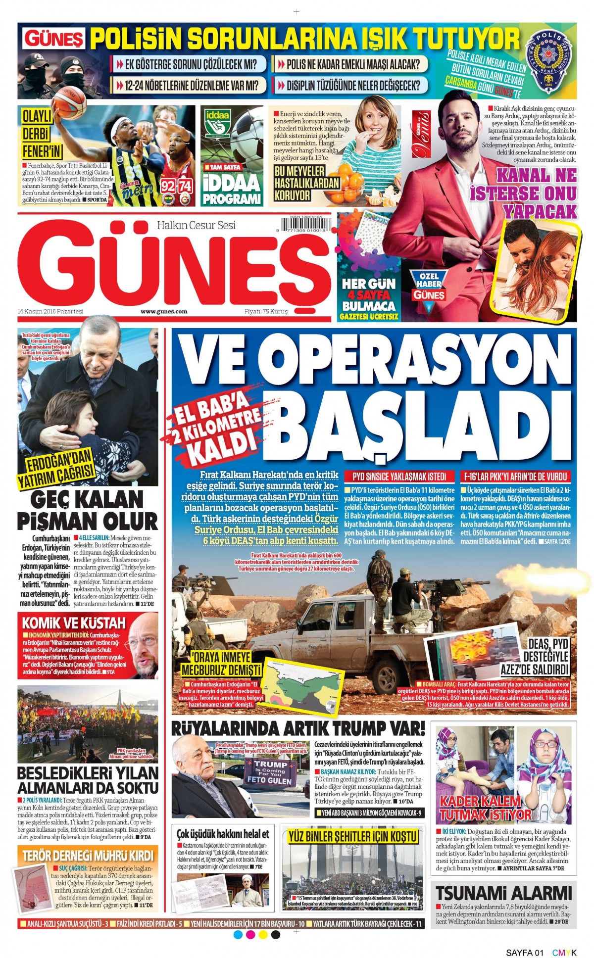 14 Kasım 2016 gazete manşetleri - 583