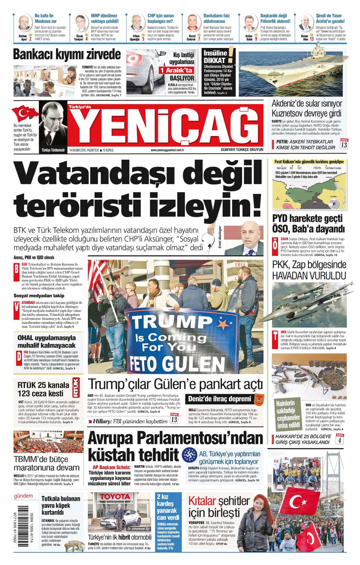 14 Kasım 2016 gazete manşetleri - 599