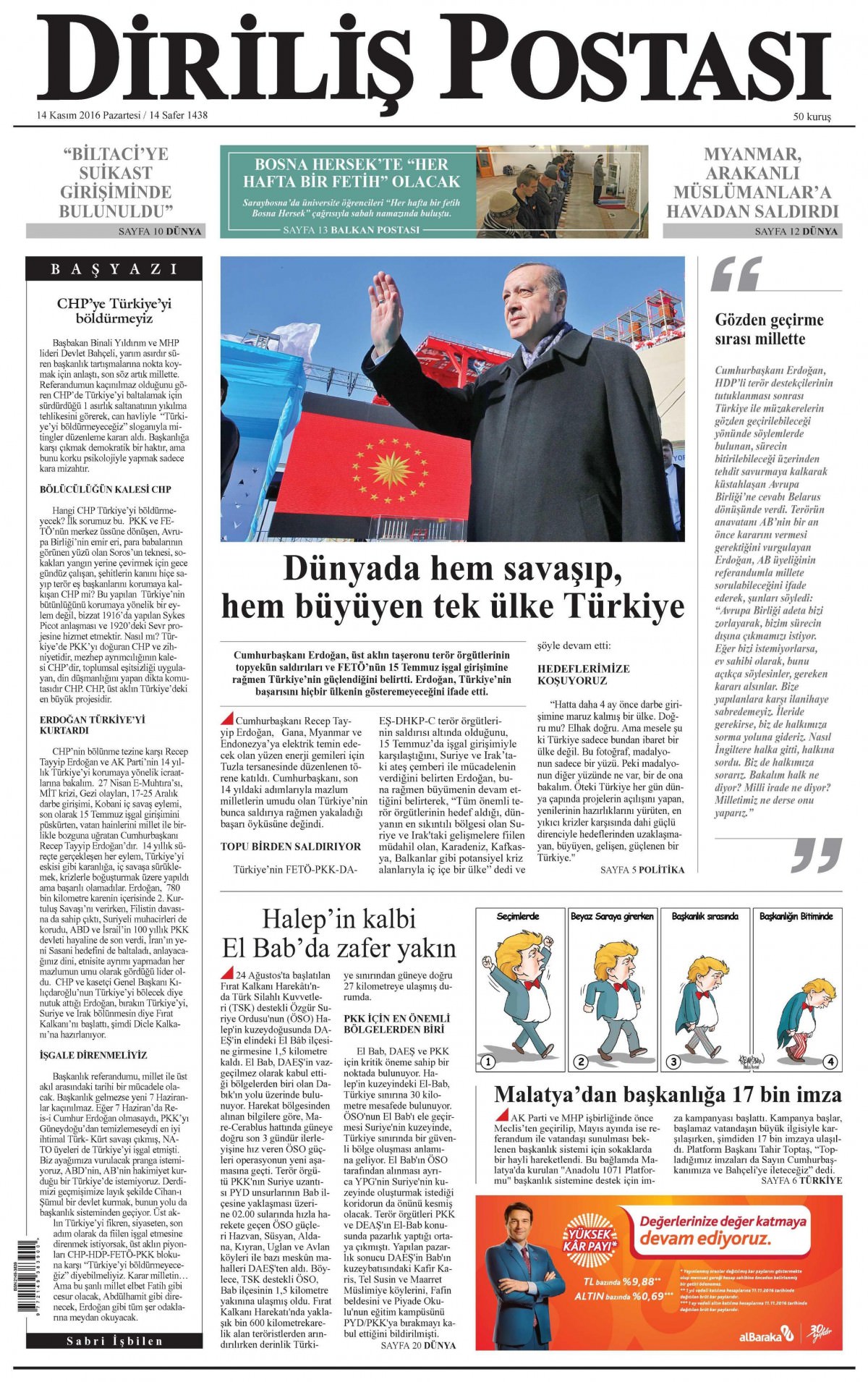 14 Kasım 2016 gazete manşetleri - 825