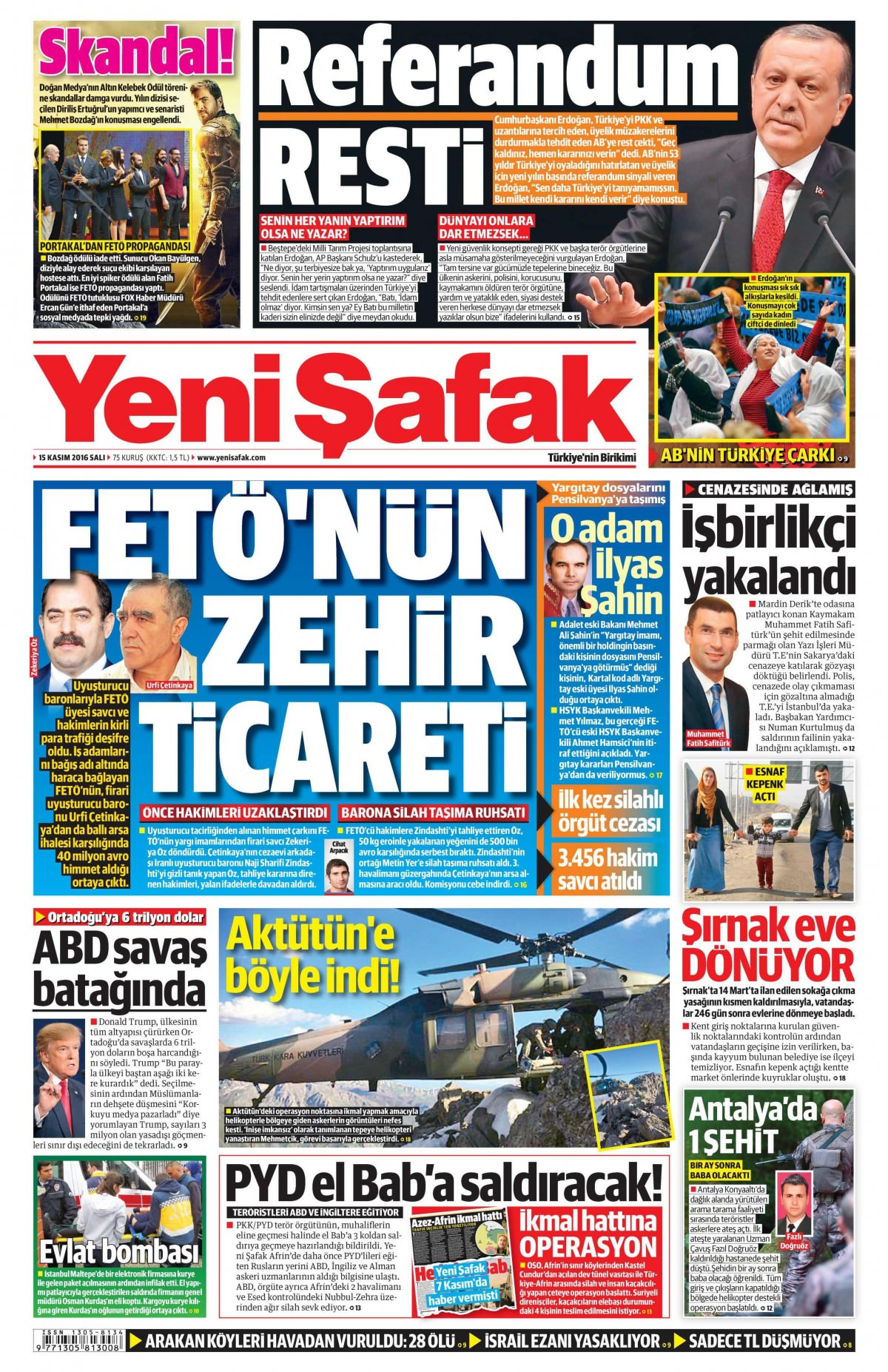 15 Kasım 2016 gazete manşetleri - 706